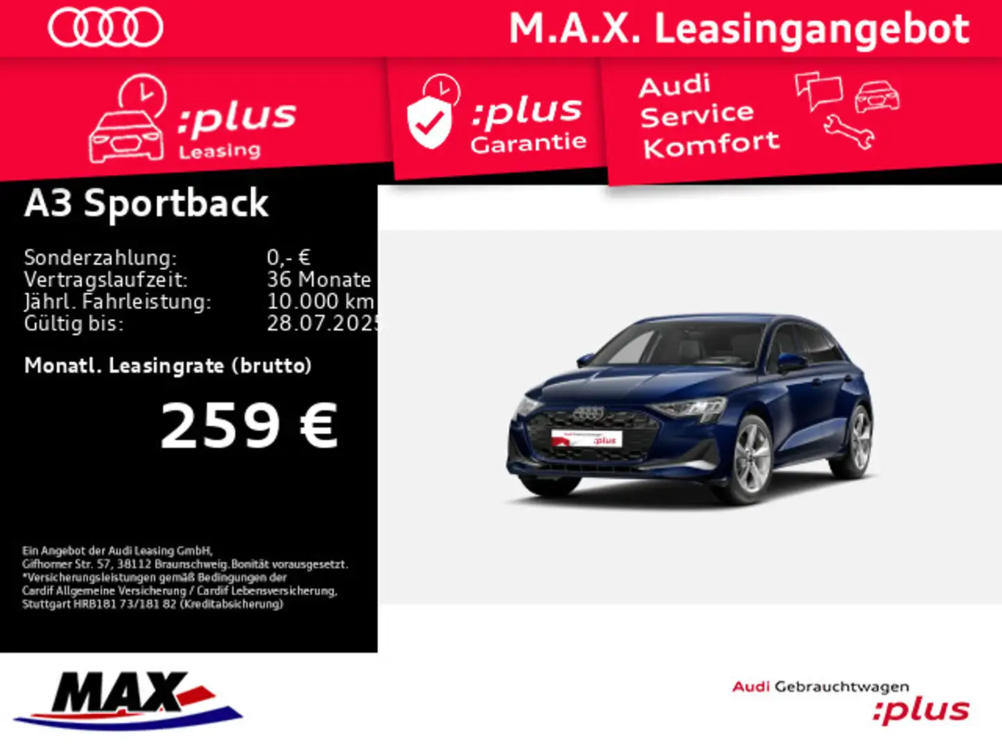 Audi A3 35 TDI ADVANCED +LED+SONOS+HUD+RFK+ Blau - 1