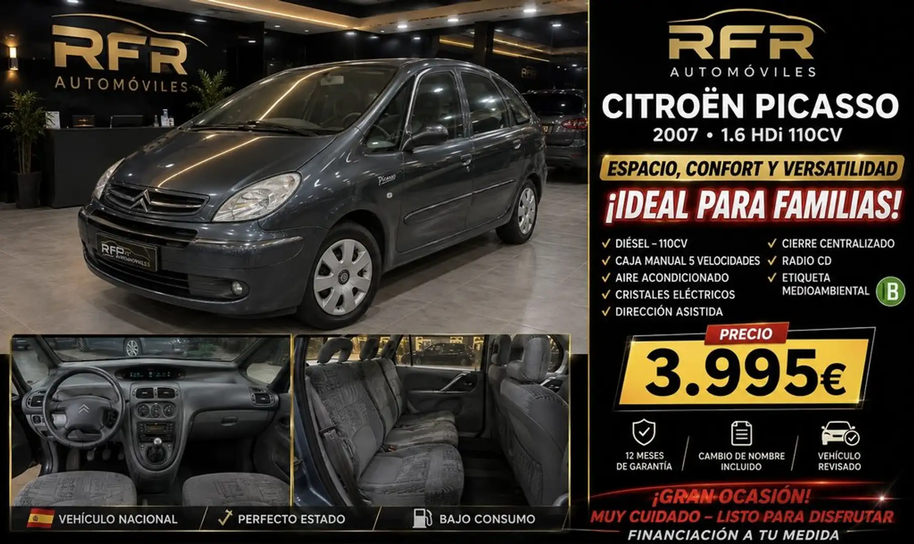 Citroen Xsara Picasso 1.6HDi Exclusive Plus 92 Gris - 1