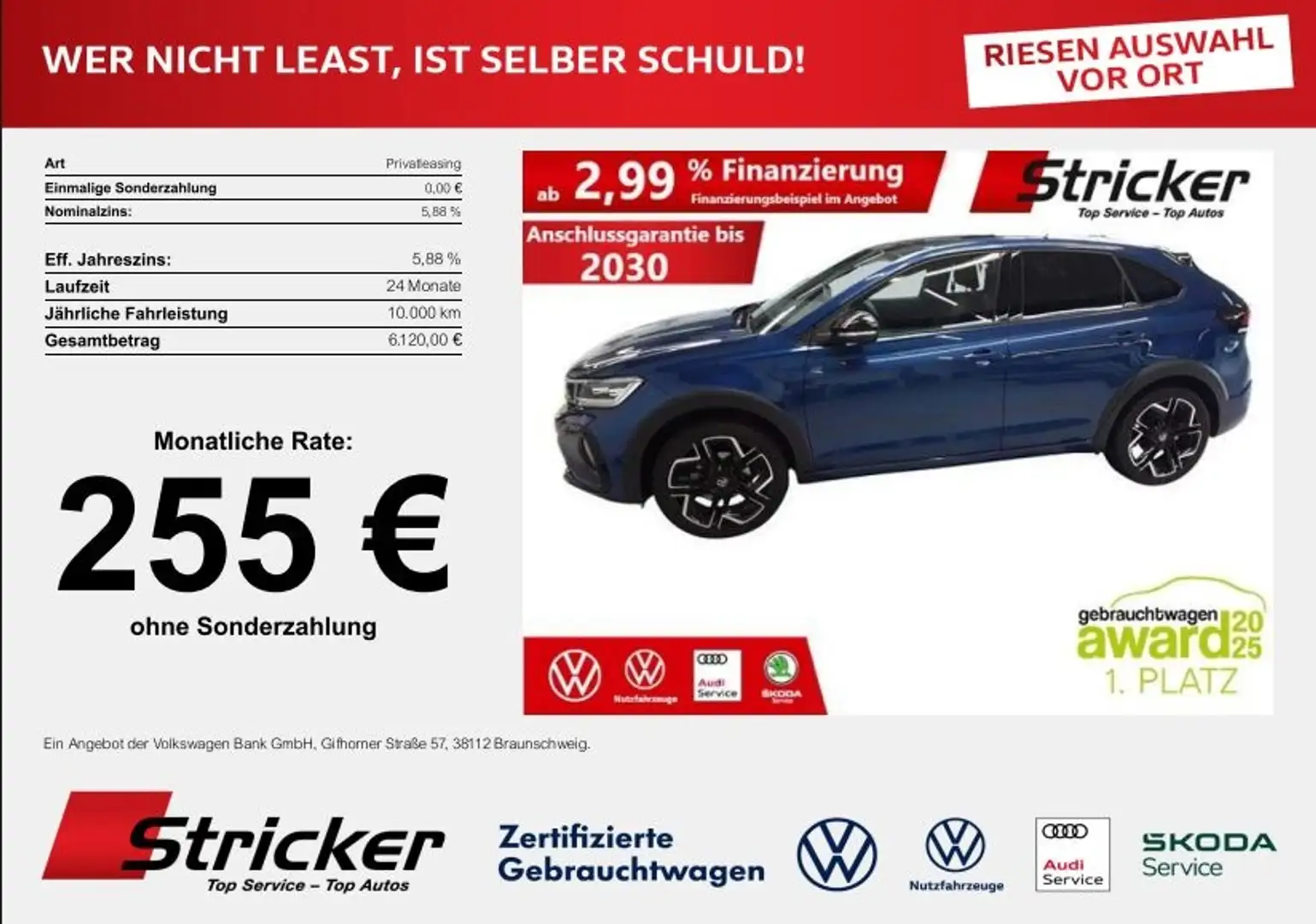 Volkswagen Taigo R-Line 1.5TSI DSG 226,-ohne Anzahlung Pano Kamera Blau - 2