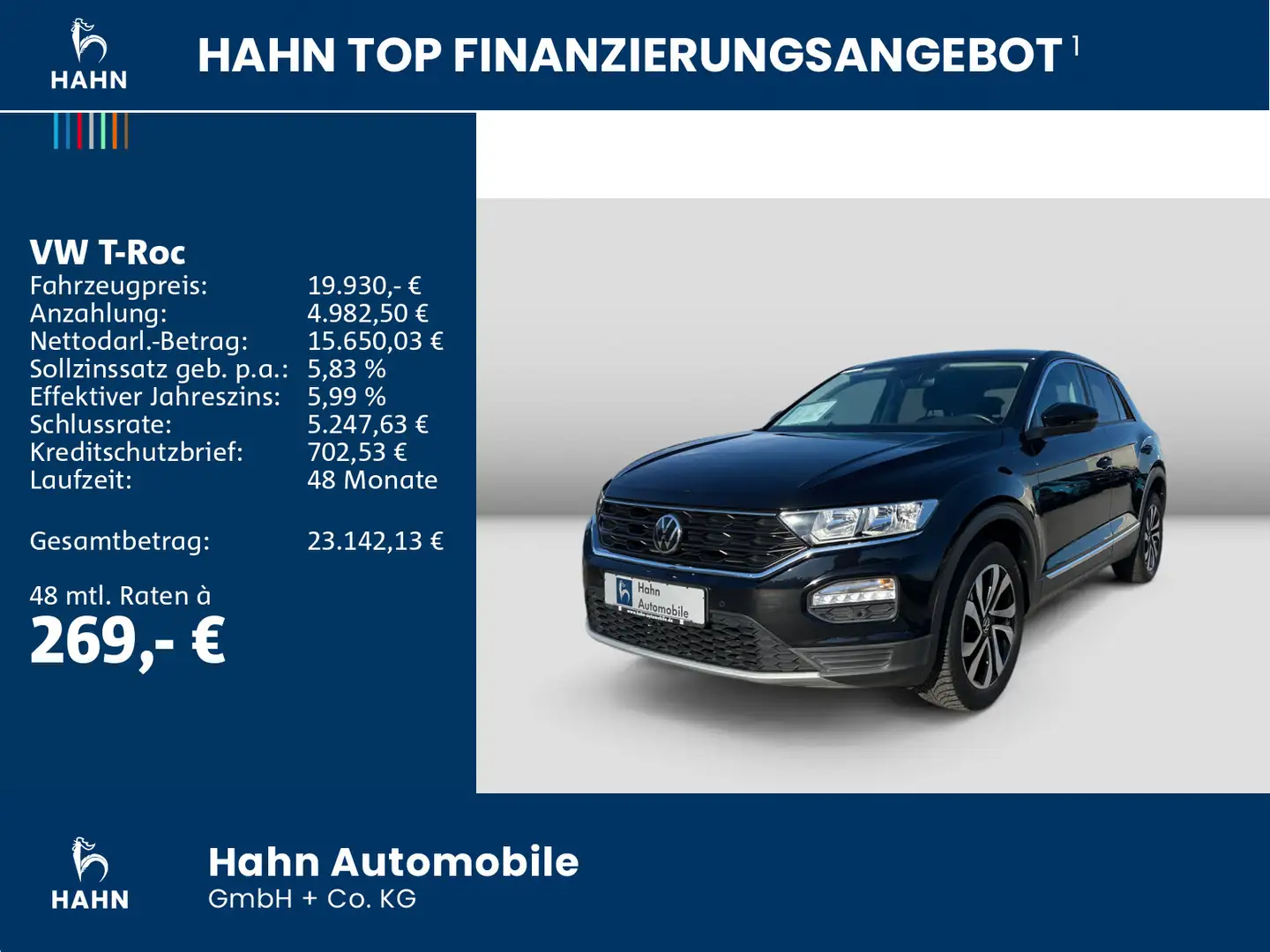 Volkswagen T-Roc 1.0TSI Active AHK Navi Einparkh Climatr Schwarz - 2