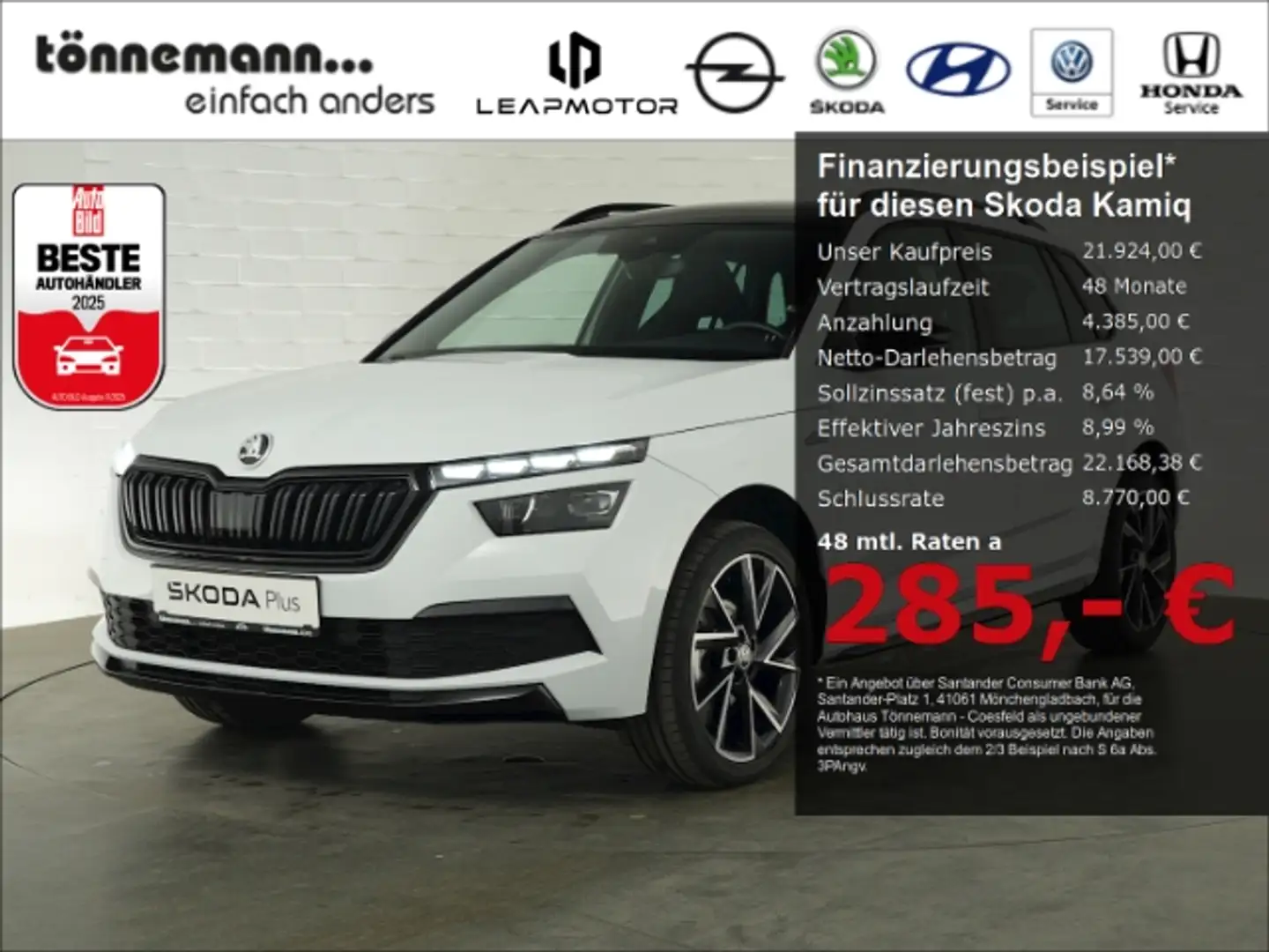 Skoda Kamiq MONTE CARLO TSI DSG+NAVI+PANORAMADACH+SITZ-/LENKRA Wit - 1