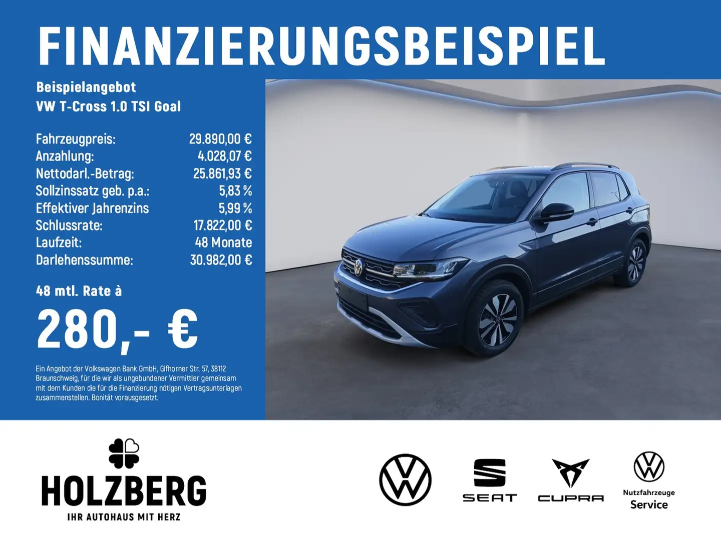 Volkswagen T-Cross 1.0 TSI Goal GJR+AHK+SHZ+ACC+KAMERA Grau - 2