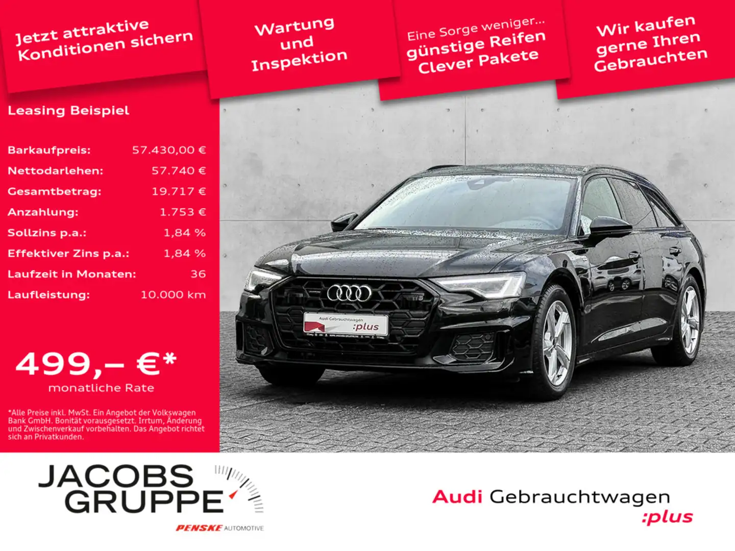 Audi A6 Avant 50 TDI quattro Blackp/AHK/Matrix S line Schwarz - 1