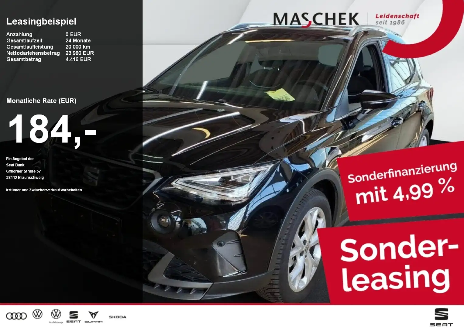 SEAT Arona FR 1.0 TSI DSG Navi RearView LED Sitzh. Schwarz - 1