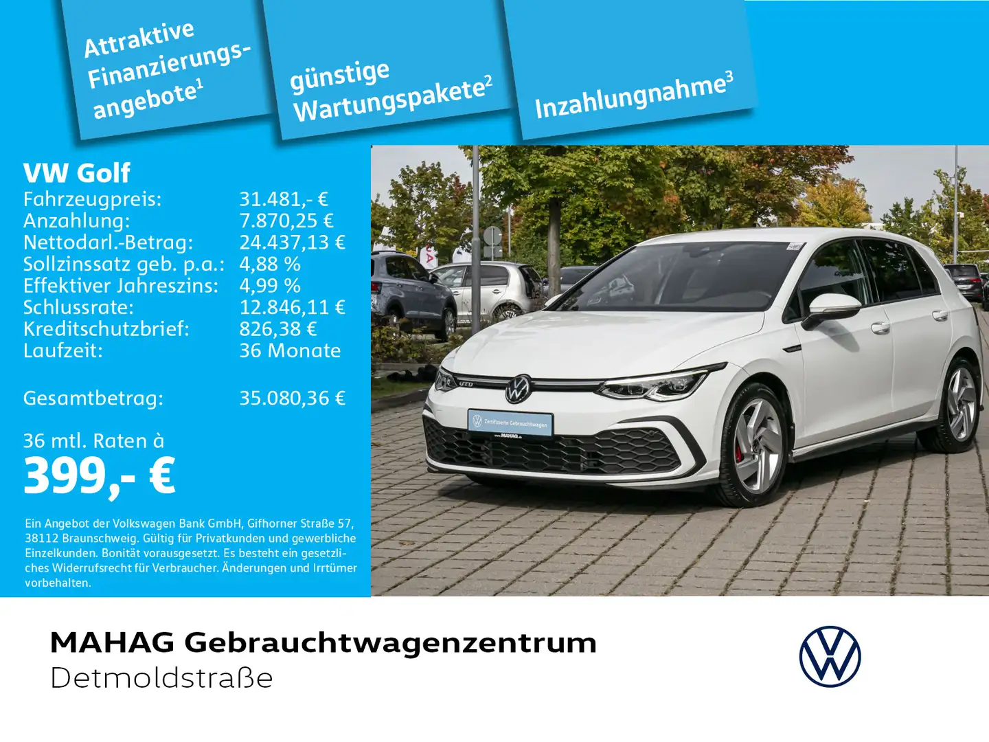 Volkswagen Golf VIII GTD 2.0 TDI Navi LED LaneAssist Alu17R Weiß - 1