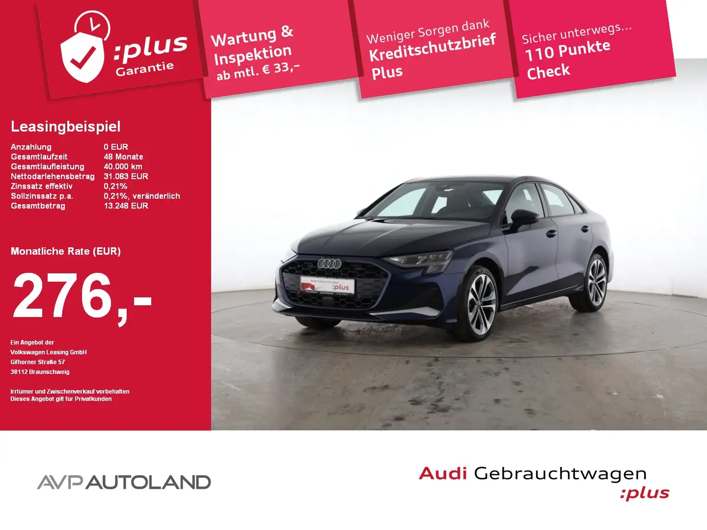 Audi A3 Limousine 35 TFSI S tronic advanced MMI NAVI Bleu - 1