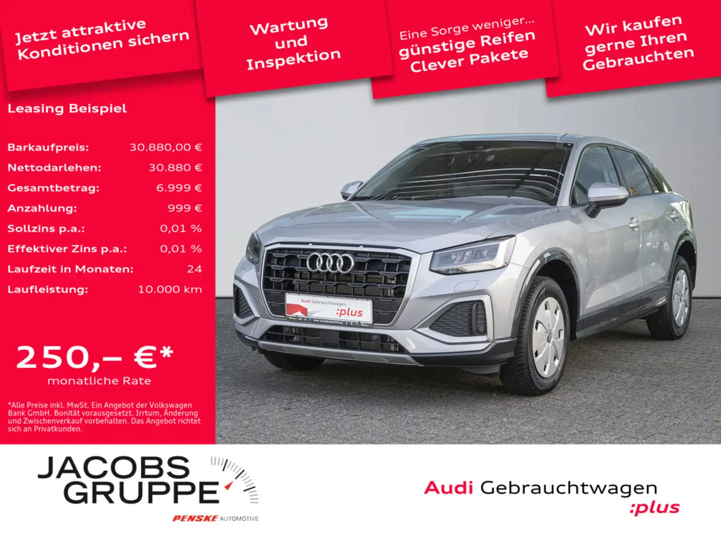 Audi Q2 35 TFSI advanced SHZ,AHK,LED,PDC Silber - 1