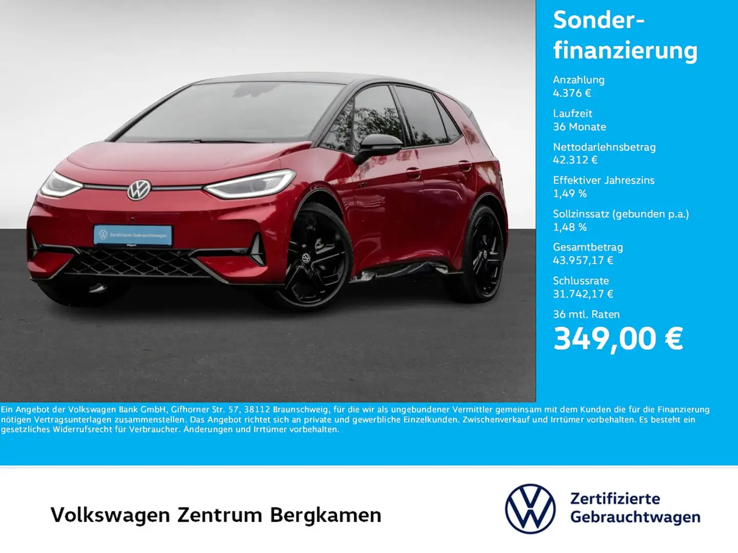 Volkswagen ID.3 GTX PERFORMANCE 360°KAMERA HEAD-UP eSITZE Rot - 1