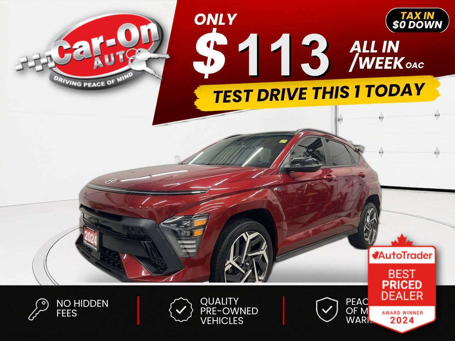 Red 2024 Hyundai Kona SUV / Crossover All-Wheel Drive Automatic