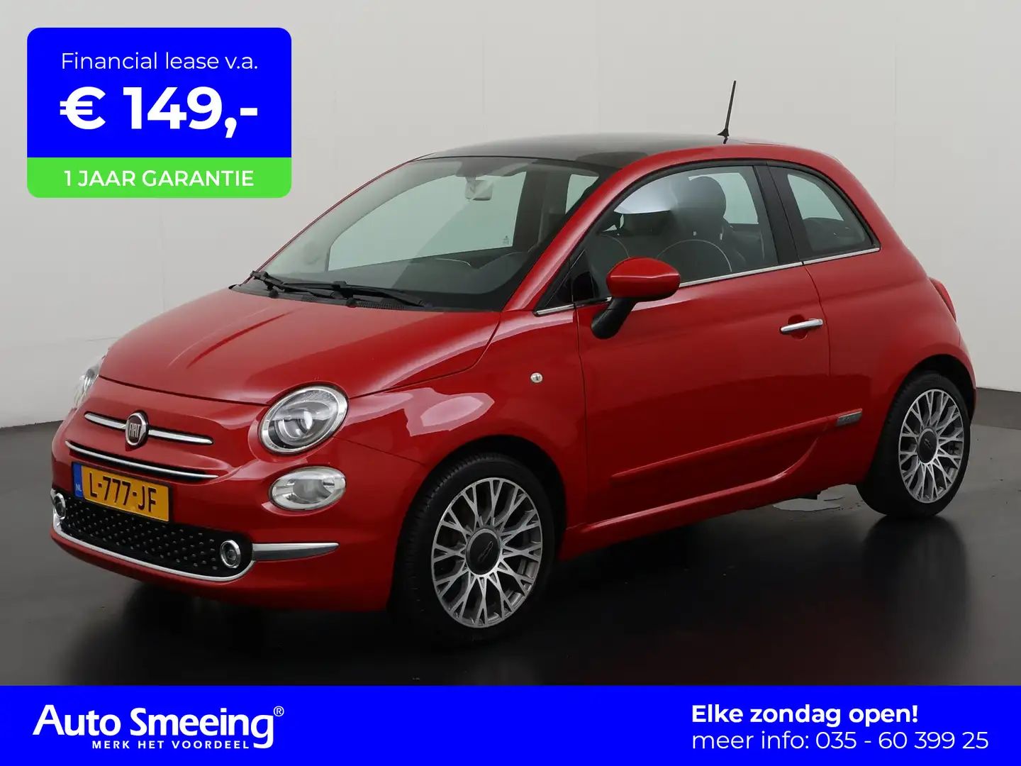Fiat 500 1.2 Automaat | Schuifdak | Airco | 12 mnd Garantie Rood - 1