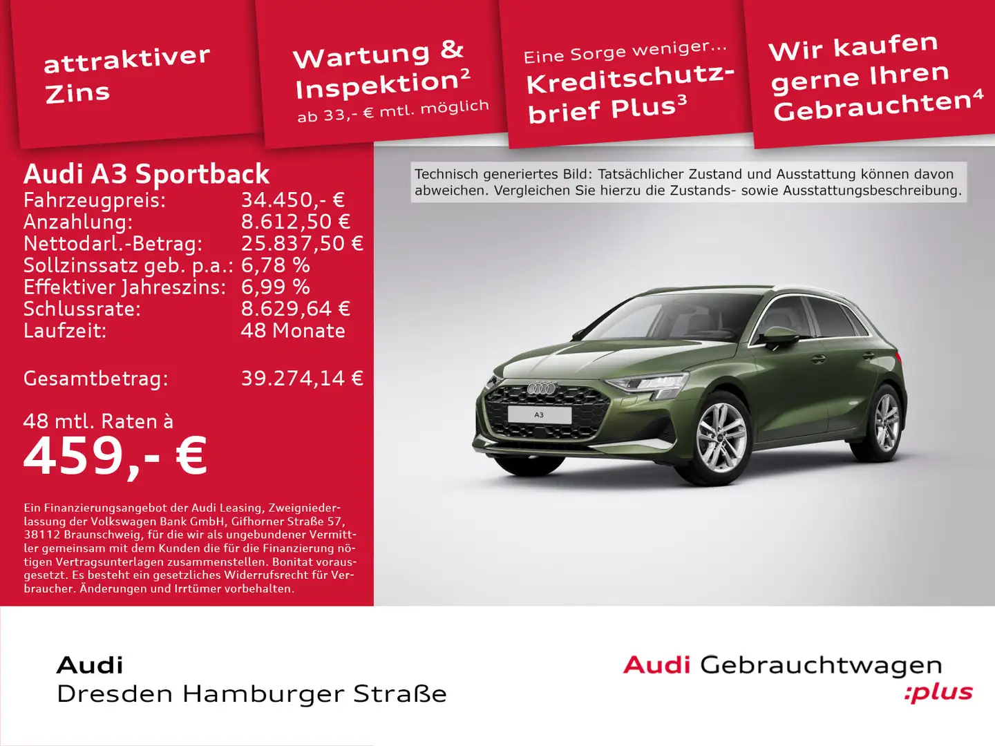 Audi A3 Advanced 30 TFSI 85(116) kW(PS) S t Grün - 1