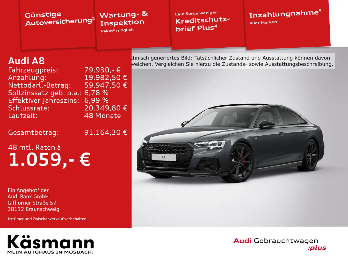 Audi A8 50TDI qu 2xS line DIG-MATRIX HUD PANO STDHZ Grau - 1