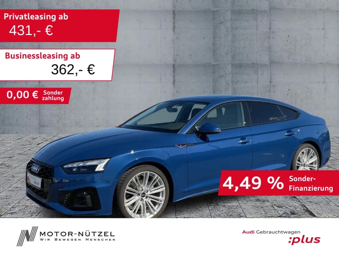 Audi A5 35 TDI S-TR S-LINE MATRIX+NAVI+AHK Blau - 1