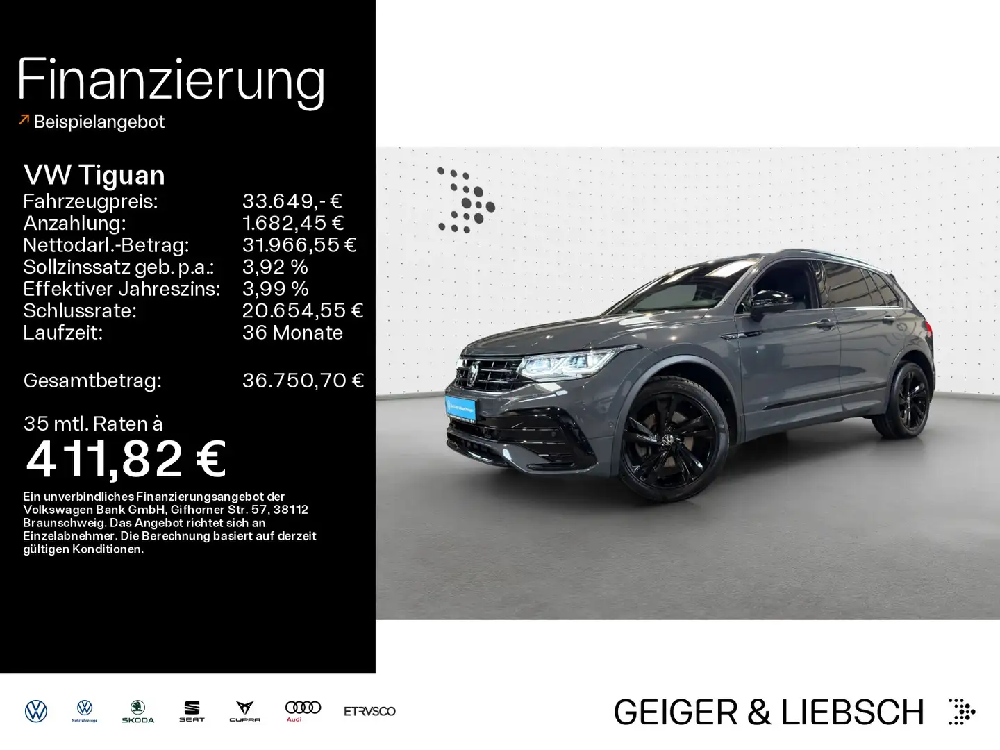 Volkswagen Tiguan 2.0 TSI 4MOTION DSG R-LINE*BLACK-STYLE*IQ Grau - 1