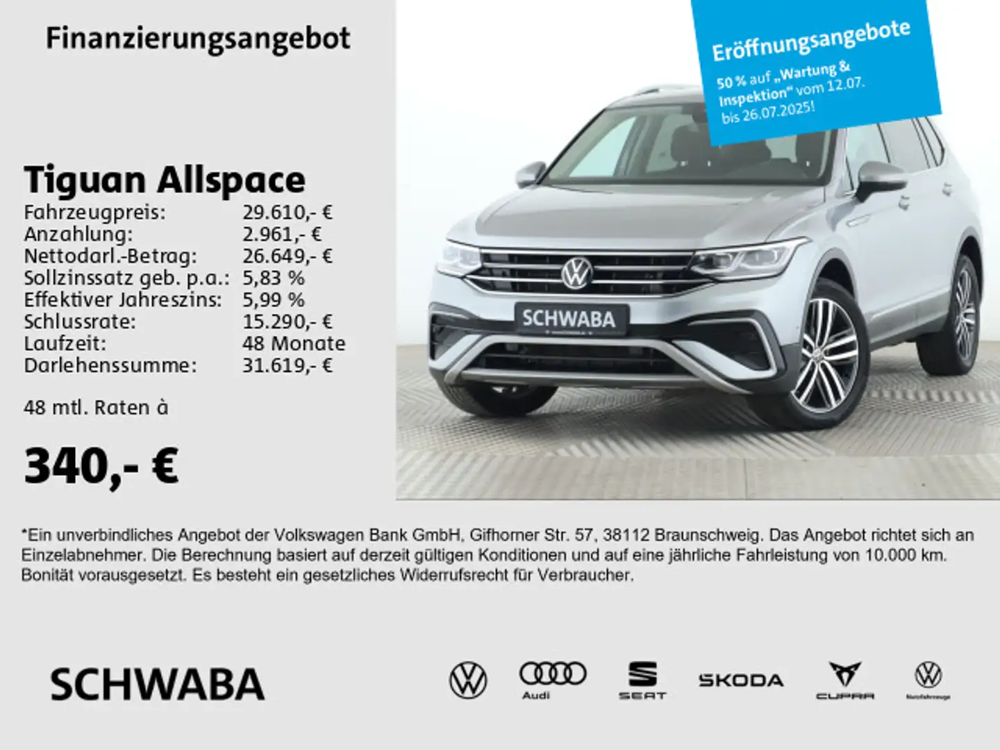 Volkswagen Tiguan Allspace Elegance 2.0 TDI 4M PANO*AHK*19" Silber - 1