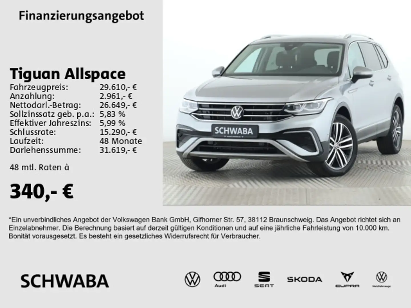 Volkswagen Tiguan Allspace Elegance 2.0 TDI 4M PANO*AHK*19" Zilver - 1