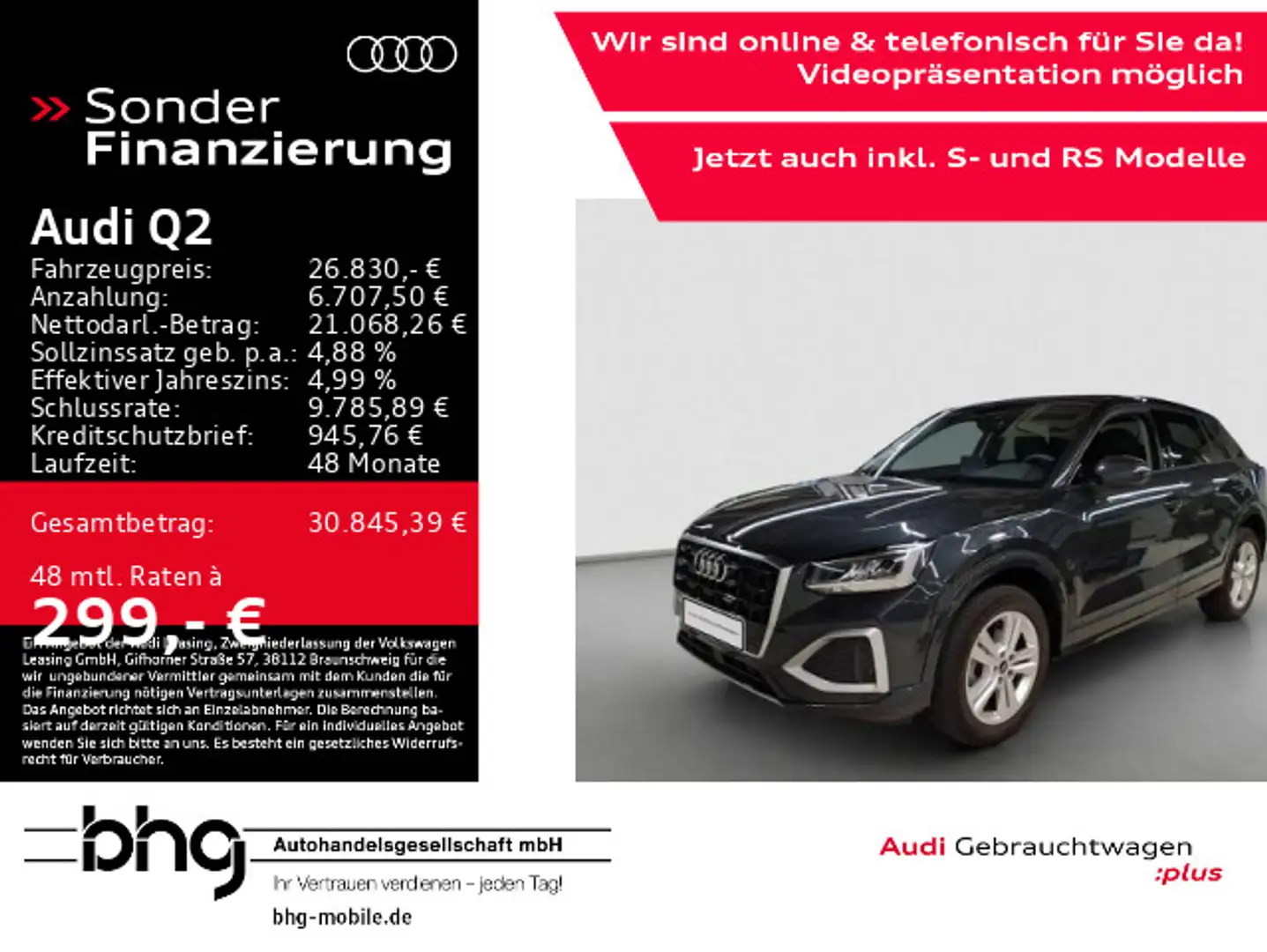 Audi Q2 30 TFSI advanced AHK Navi connect LED AssistP Grau - 1