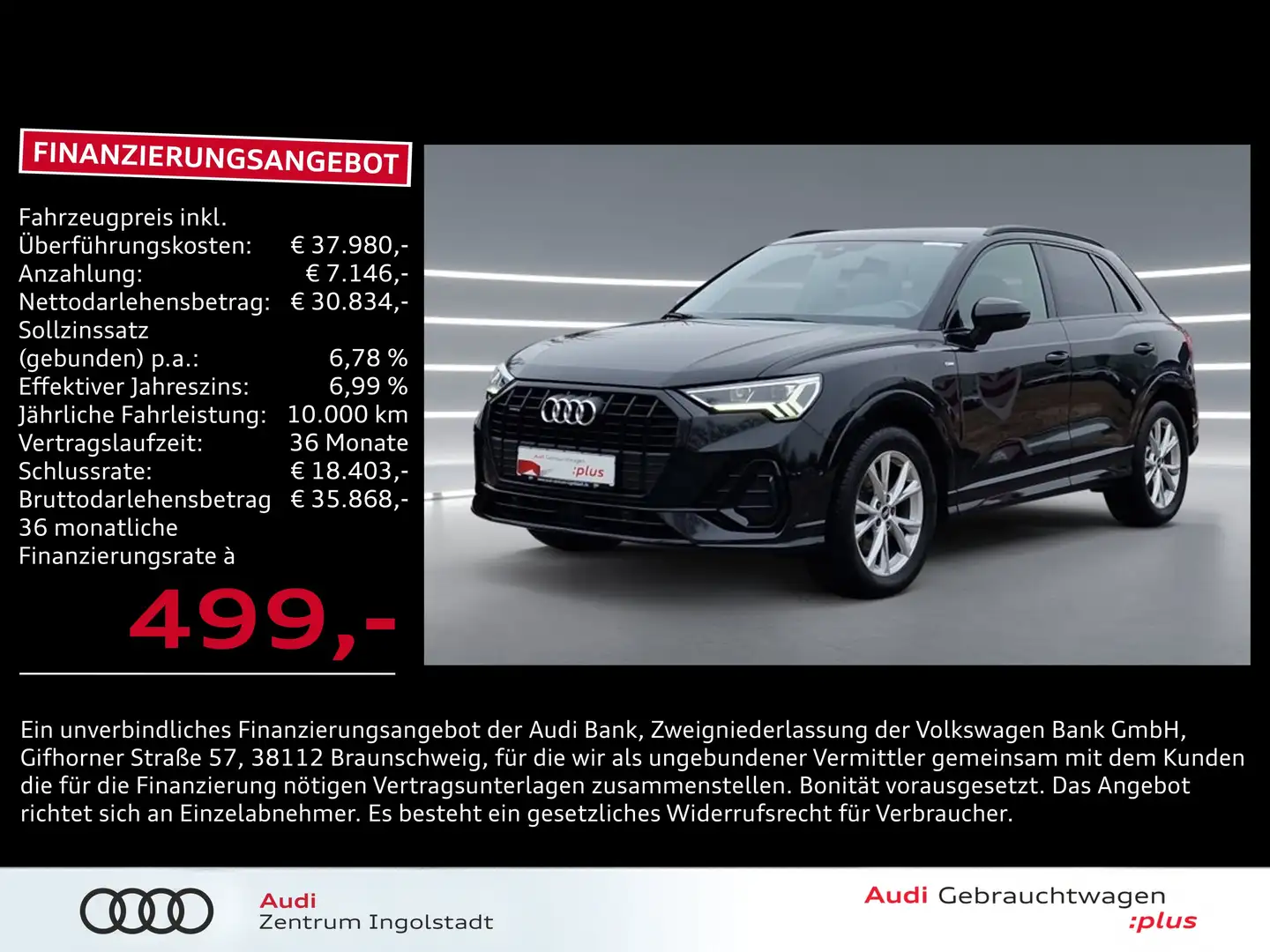 Audi Q3 40 TDI qu 3xS line LED STHZG NAVI ACC B&O AHK Schwarz - 1
