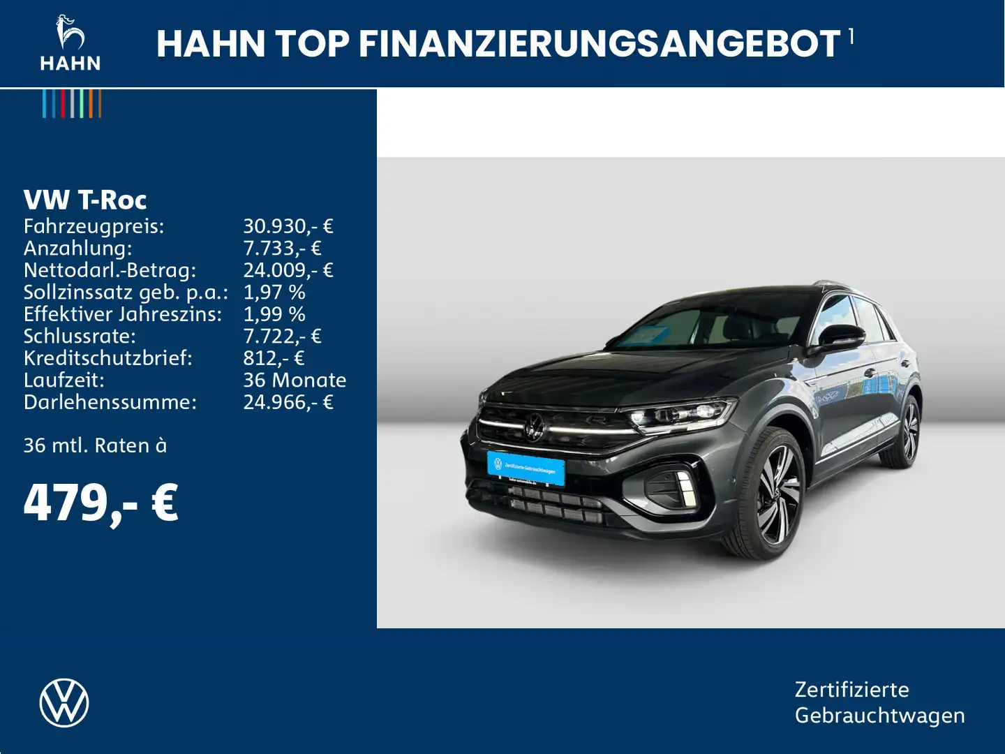 Volkswagen T-Roc 1.5 TSI DSG R-Line Matrix Navi CAM ACC Grau - 2