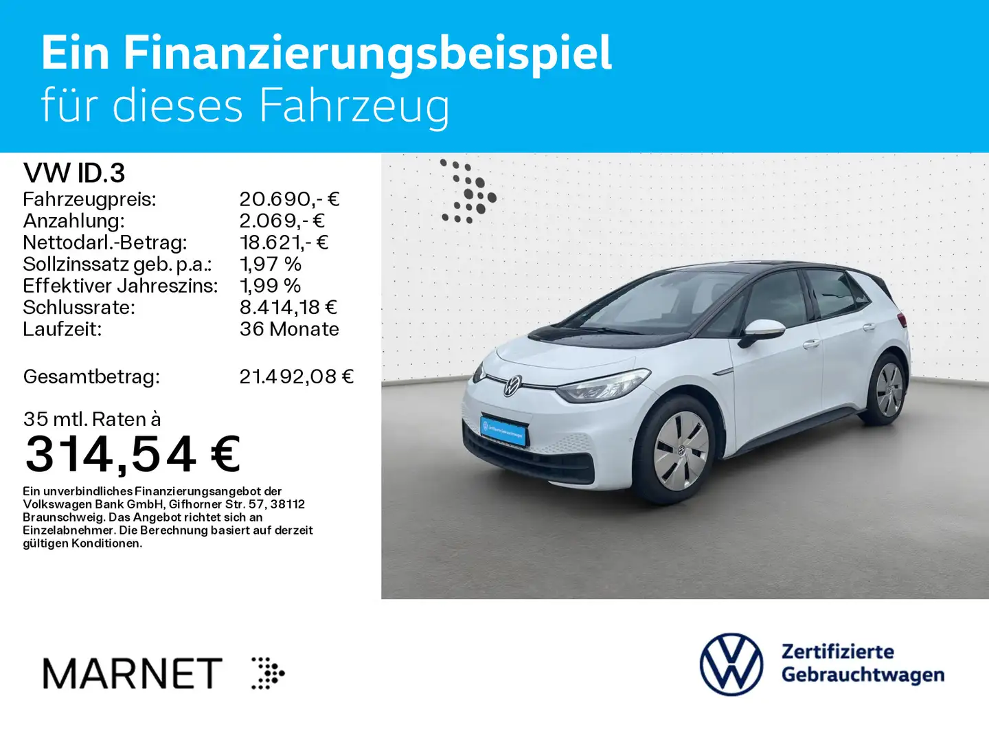 Volkswagen ID.3 Pure Performance *55 kWh* Navi*Kamera*LED*K Blanc - 2