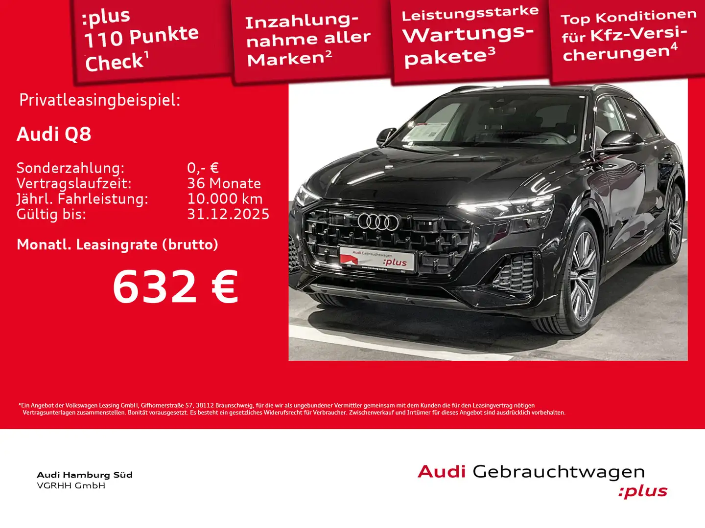 Audi Q8 45 TDI qu. tiptronic HD-MATRIX/ACC/HUD/AHK Negro - 1
