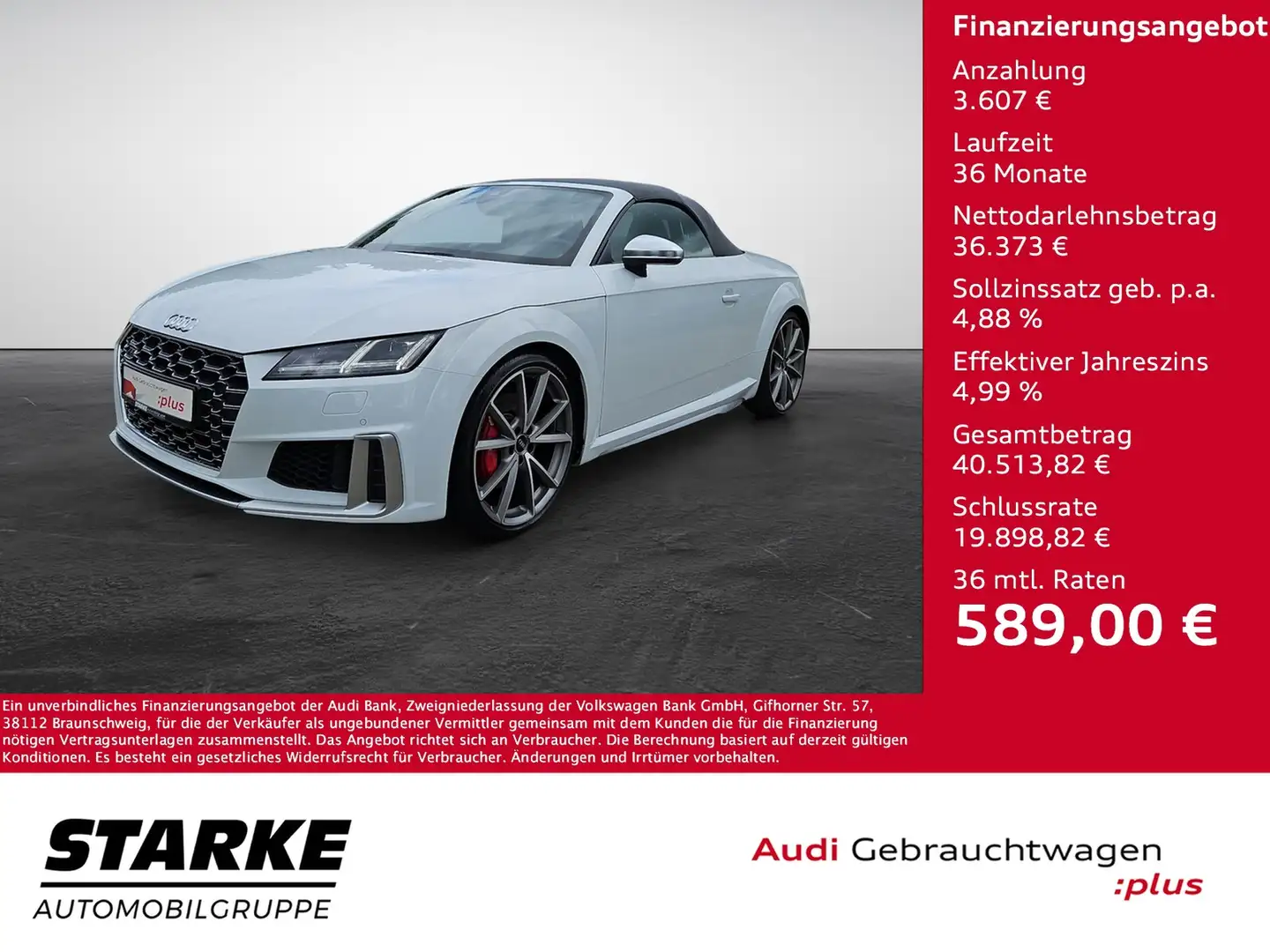 Audi TTS Roadster TFSI S tronic NaviPlus Matrix 20-Zoll ... Weiß - 1