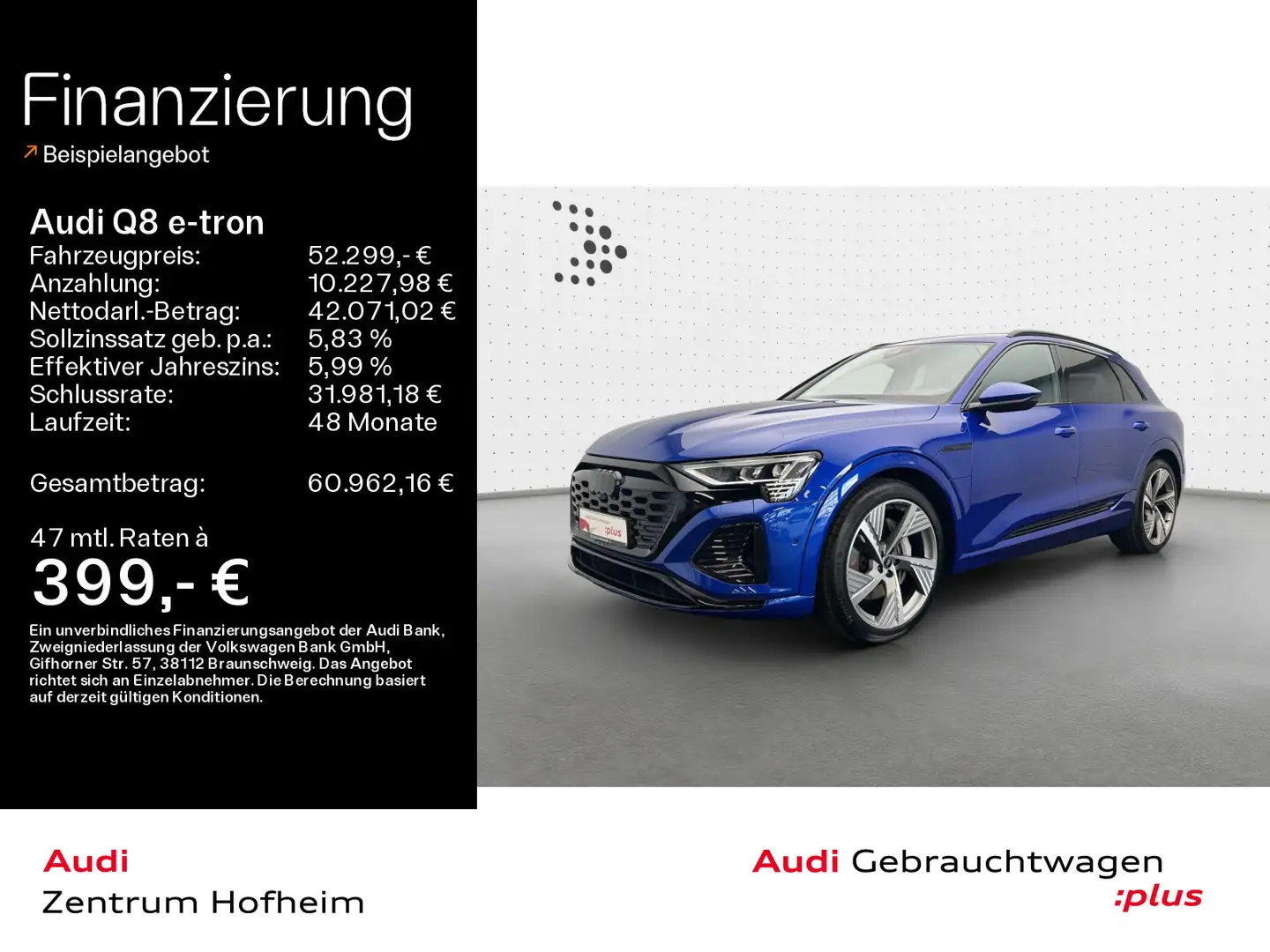 Audi Q8 e-tron 55 qu S line*Air*B&O*HUD*Pano*Matrix*V Albastru - 1