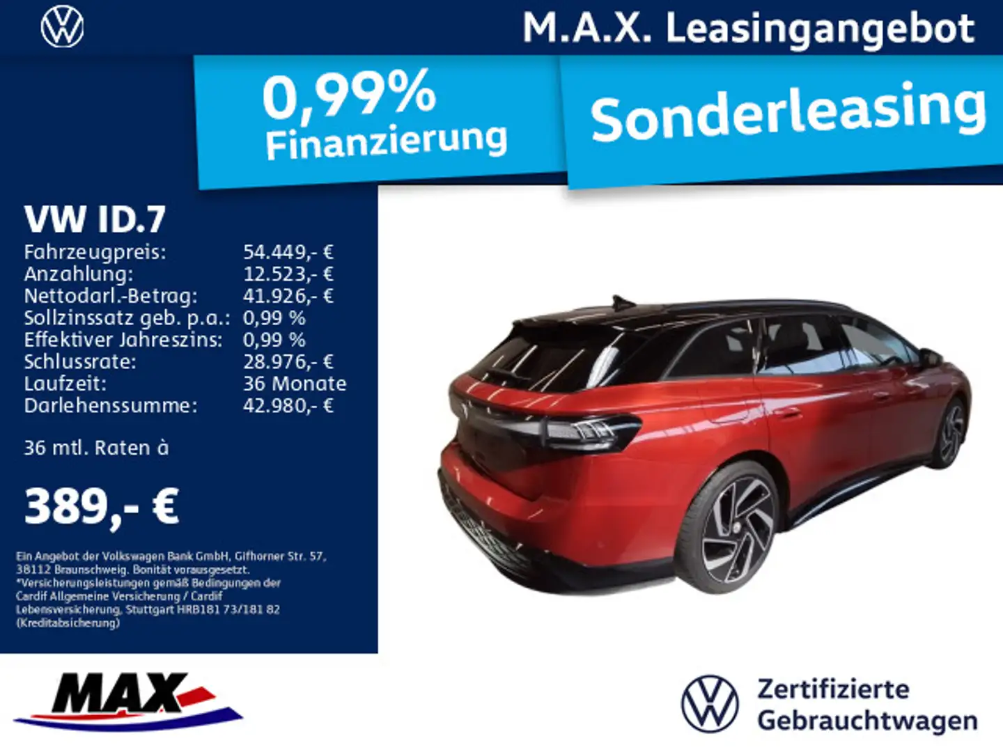 Volkswagen ID.7 Tourer GTX 4M MATRIX LED+PANO+KAM+AHK+AUGM+ Rot - 1