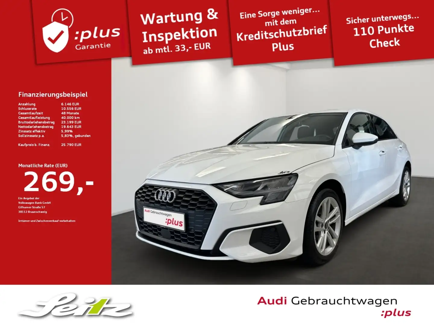 Audi A3 Sportback 30 TDI *VIRT.-COCKPIT*LED*SITZH* Weiß - 1