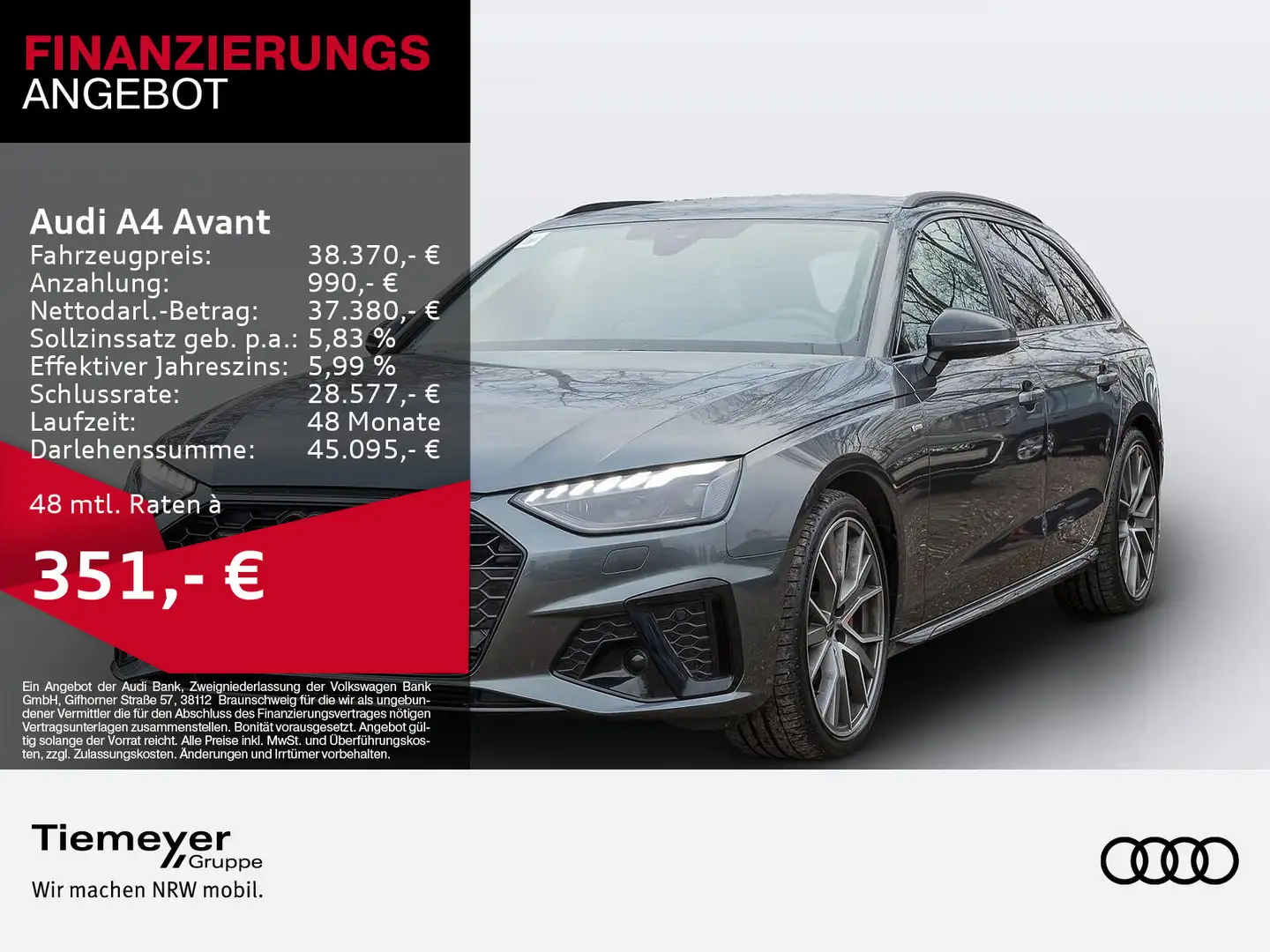 Audi A4 40 TFSI Q 2x S LINE LM19 KAMERA NAVI+ V Grigio - 1