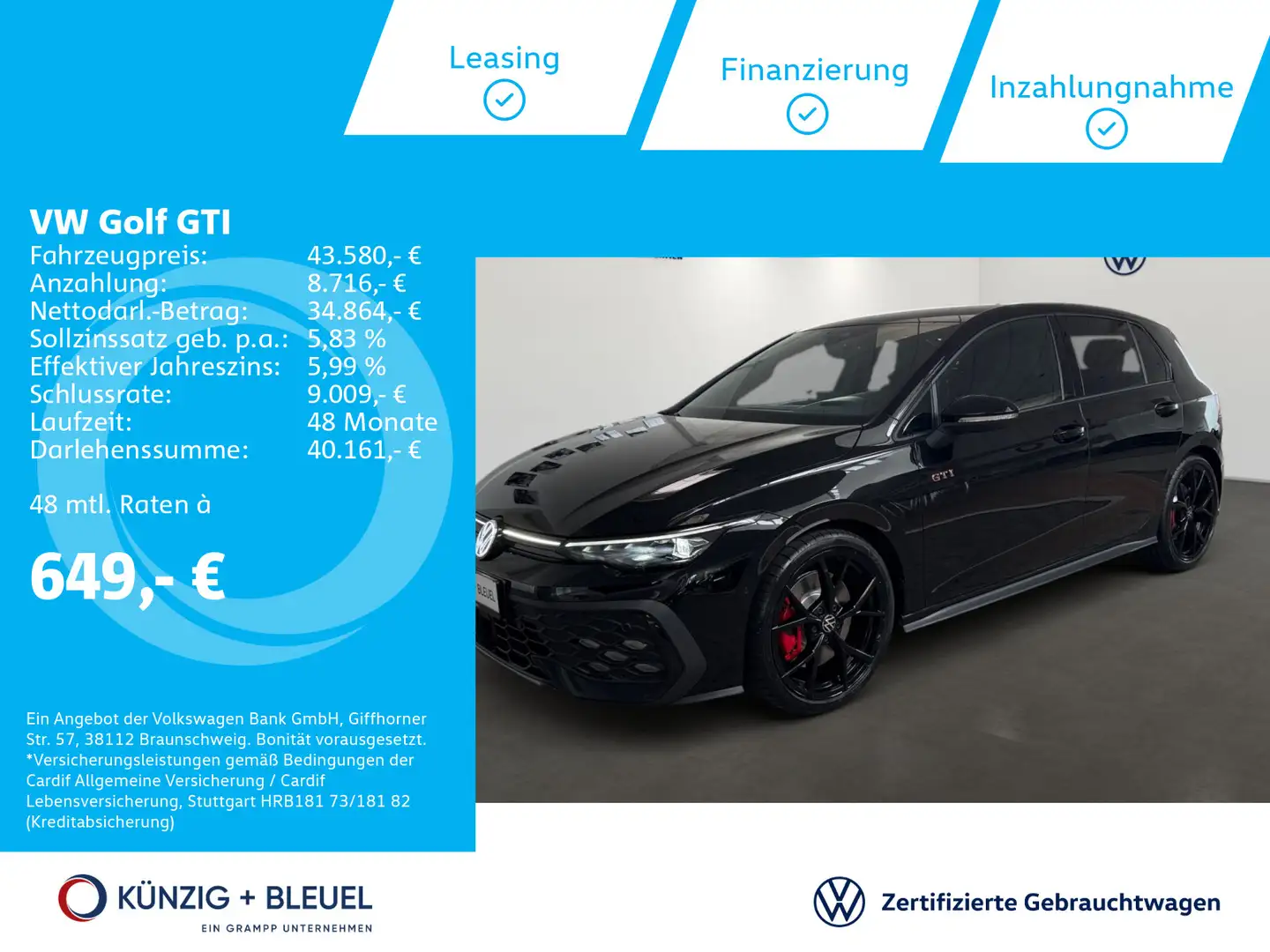 Volkswagen Golf GTI 2,0 l TSI 265 PS DSG*Nav*Matrix*HuD*AHK Schwarz - 1