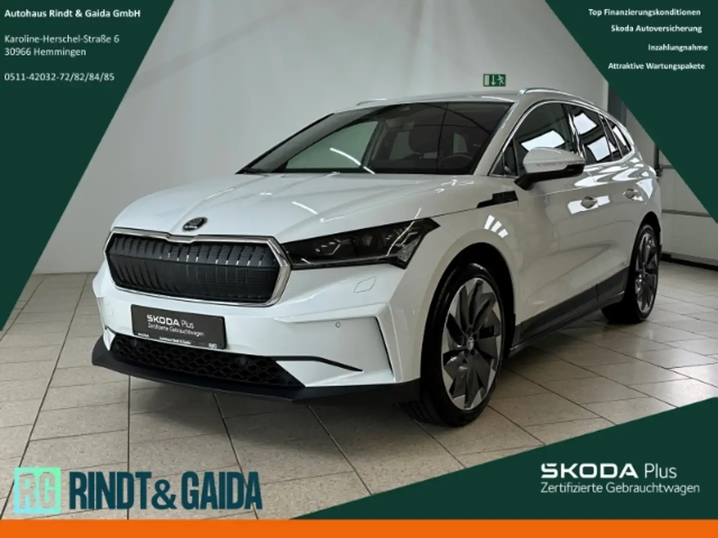 Skoda Enyaq 80 Suite Navi ACC AHK Wärmepumpe Matrix Weiß - 1