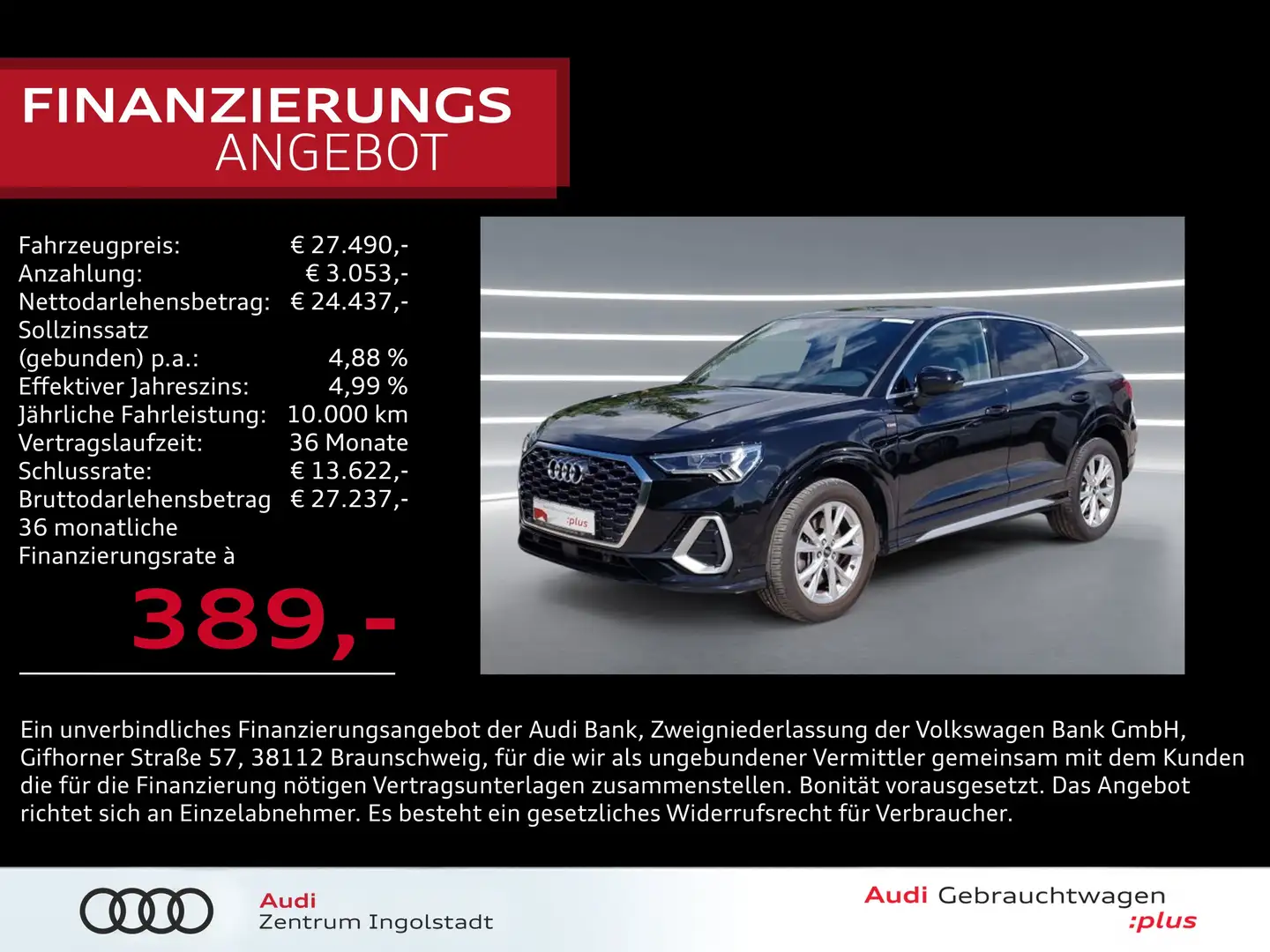 Audi Q3 Sportback 45 TFSI e S line LED NAVI virtual+ Negro - 1