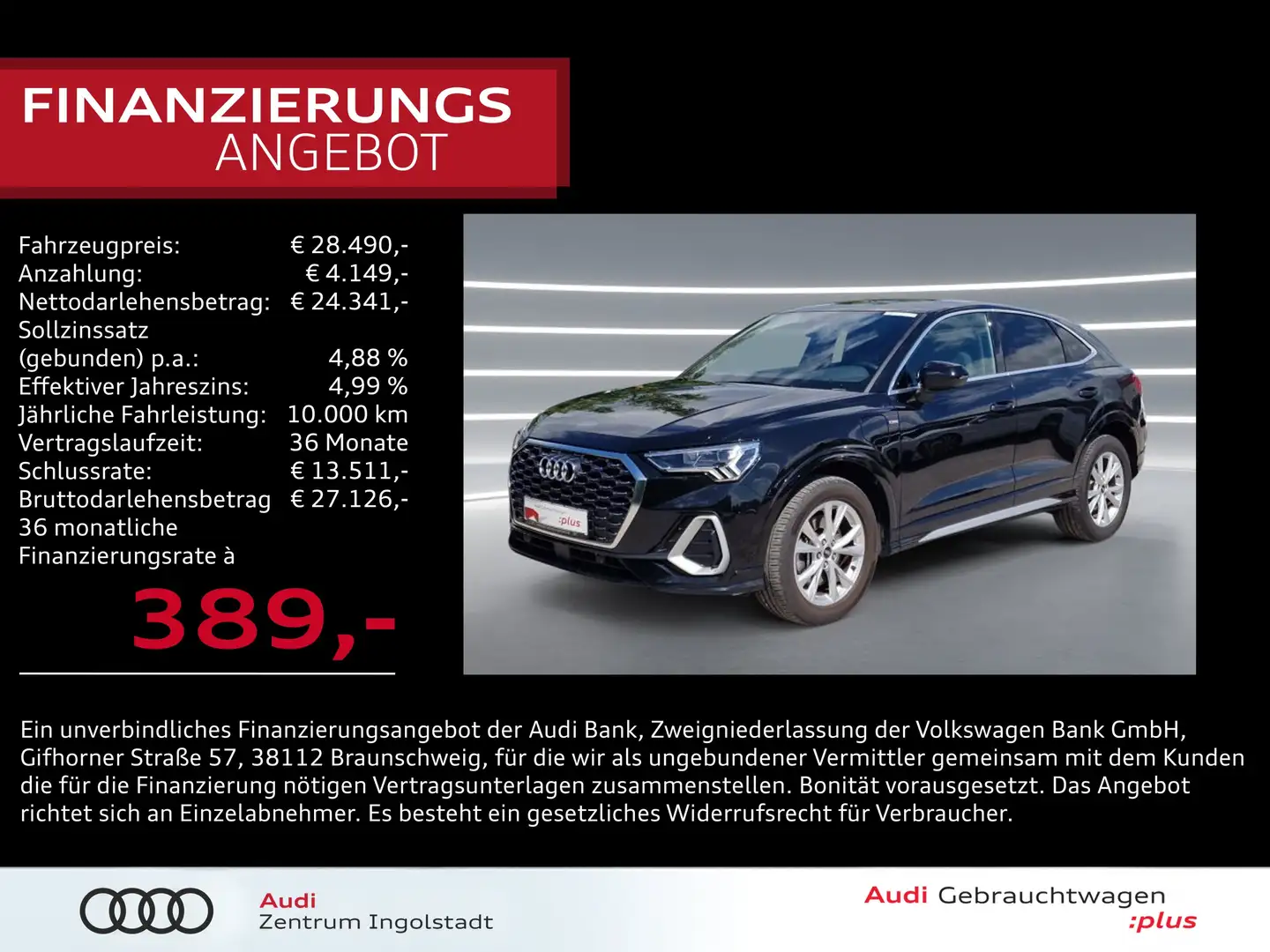 Audi Q3 Sportback 45 TFSI e S line LED NAVI virtual+ Schwarz - 1