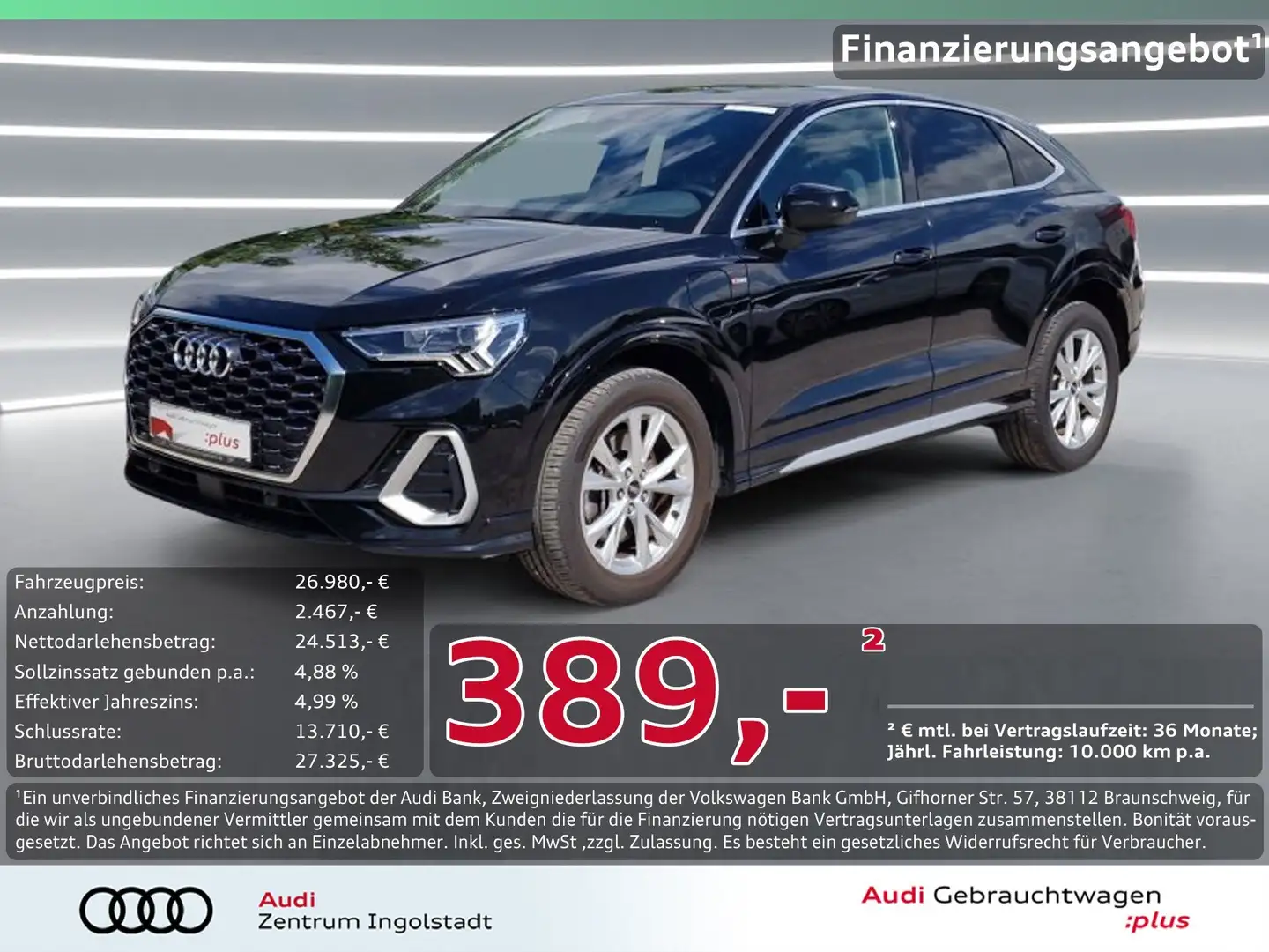 Audi Q3 Sportback 45 TFSI e S line LED NAVI virtual+ Schwarz - 1
