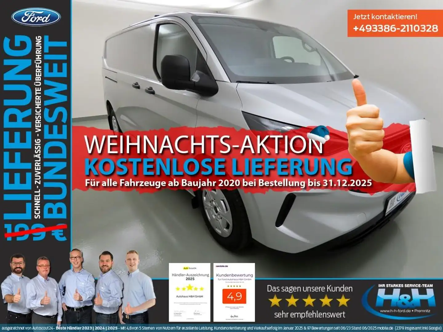 Ford Transit Custom 2.0 Trend 320 L2 LED+SHZ+iACC Silber - 1