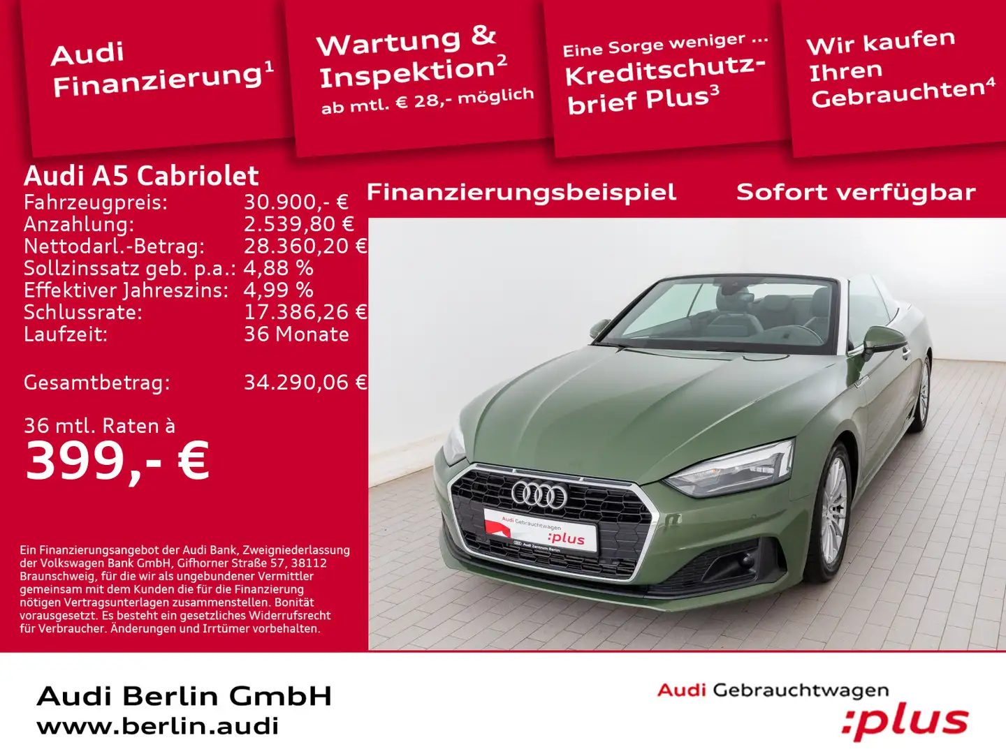 Audi A5 40 TFSI S tr. LED RFK DAB Grün - 1