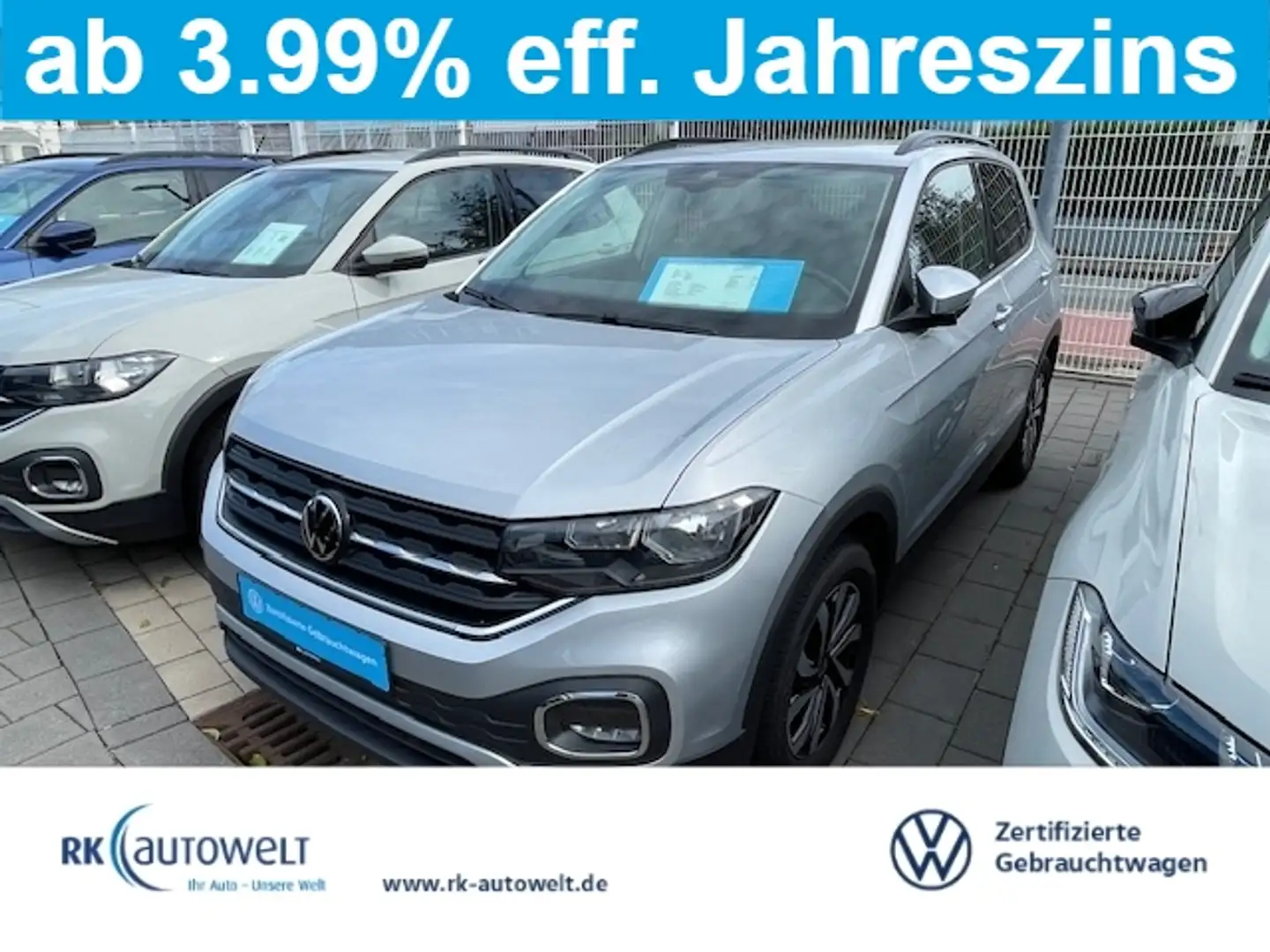 Volkswagen T-Cross Active 1.0 TSI Navi ACC Apple CarPlay Android Auto Silber - 1