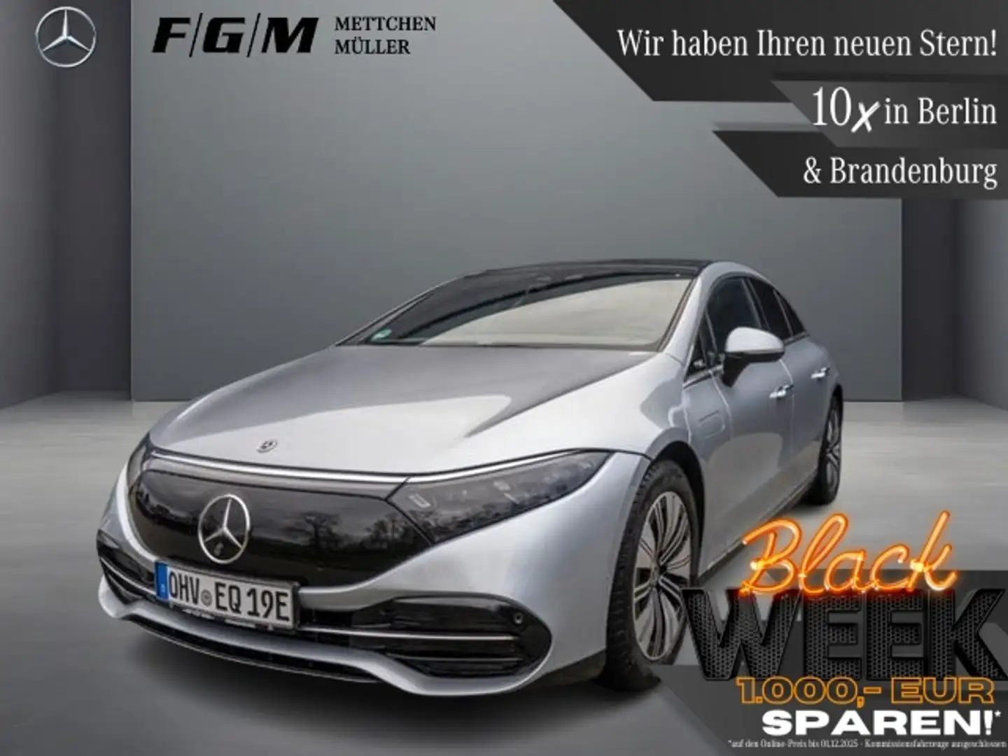 Mercedes-Benz EQS 450 DigiLight|KeyGo|S-Dach|360|Pano|Sitzhz Silber - 1