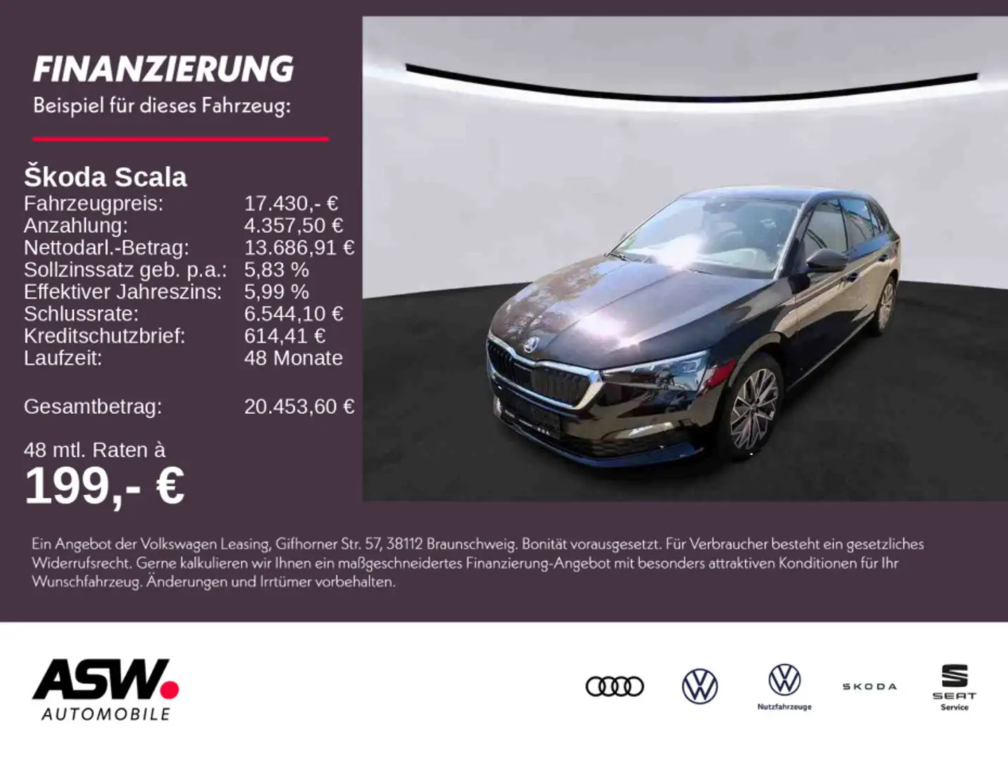 Skoda Scala Ambition Clever 1.0 TSI LED AHK PDC SHZ Noir - 1