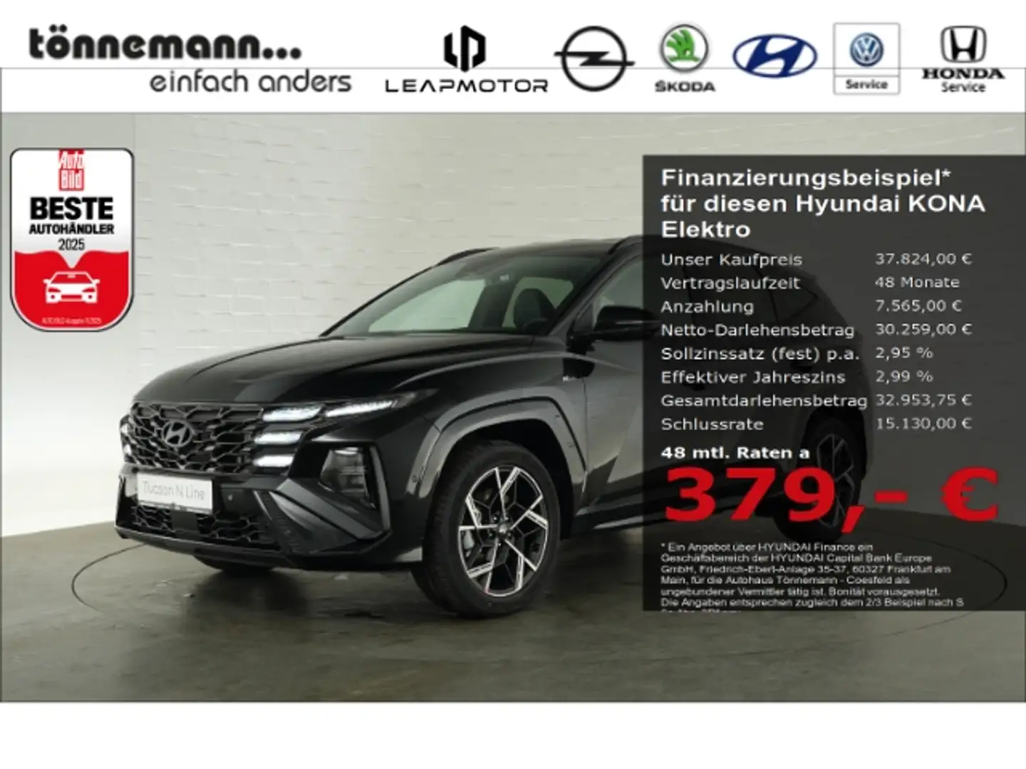 Hyundai KONA TREND 65,4kWh+VOLL LED+NAVI+RÜCKFAHRKAMERA+SITZ-/L Schwarz - 1