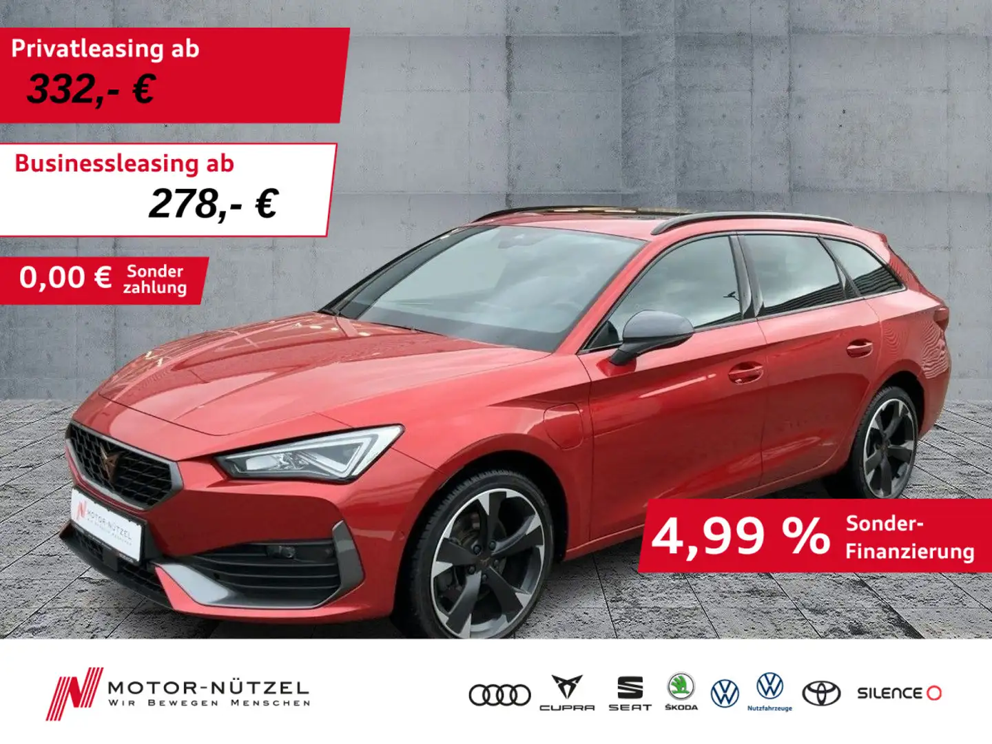 CUPRA Leon ST 1.4 e-HYBRID LED+NAVI+PANO+ACC+DAB+SHZ Rot - 1