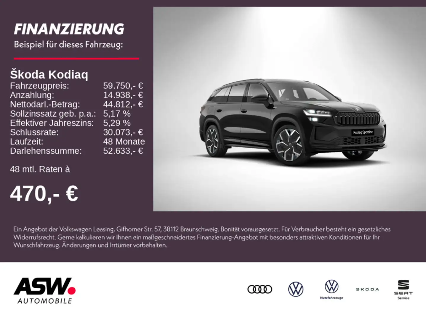 Skoda Kodiaq Sportline 2,0 TDI 193PS DSG 4x4 ACC Pano Schwarz - 1