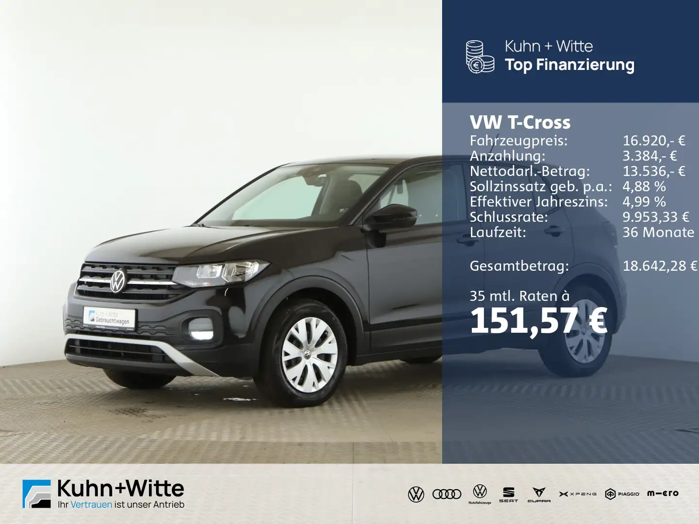 Volkswagen T-Cross 1.0 TSI *Klima*Bluetooth*Carplay* Schwarz - 1
