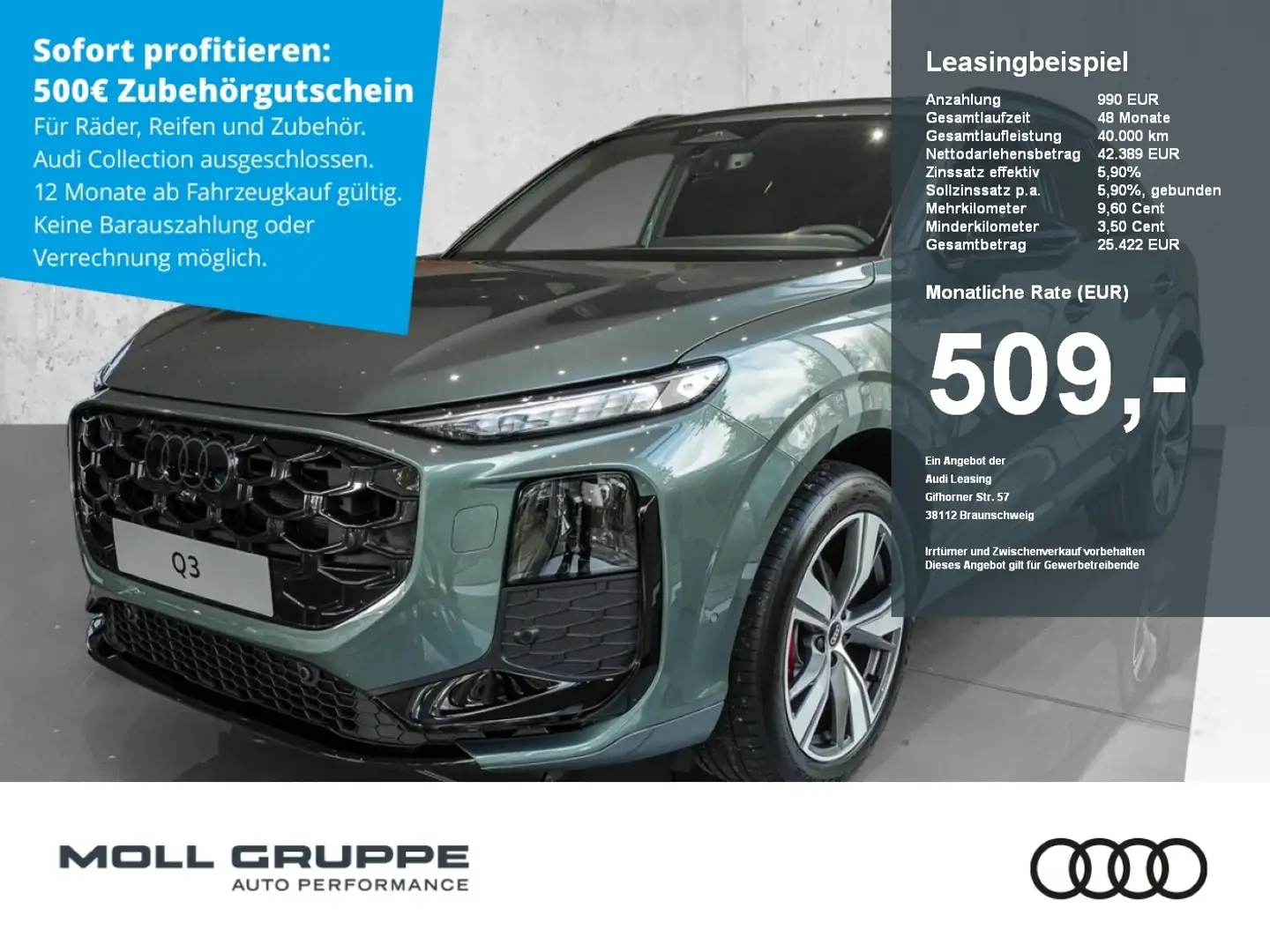 Audi Q3 SUV TFSI 110 kW S tronic ACC AKUSTIKGLAS AUT Verde - 1