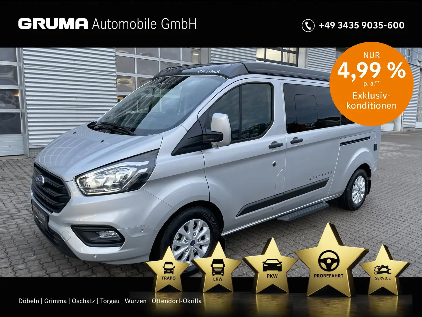 Ford Transit Transit Custom 2.0 EB 340 L2 BÜRSTNER AHZV+NAVI+ Silber - 1