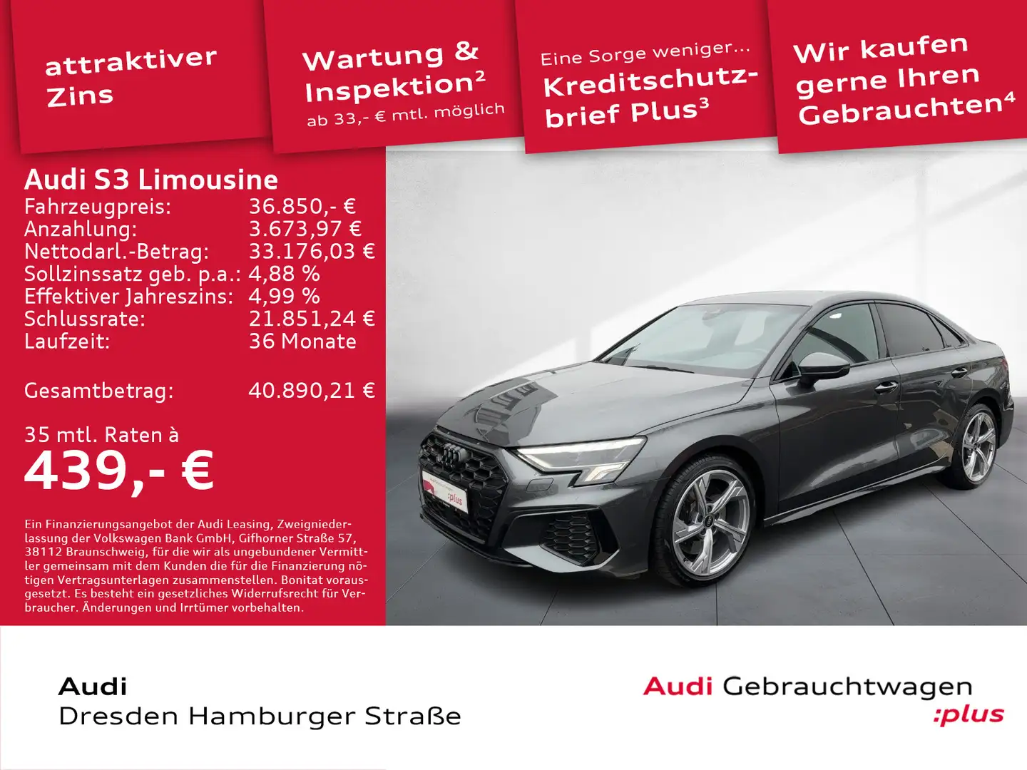 Audi S3 2.0TFSI qu. Navi Optikpaket schwarz Gris - 1