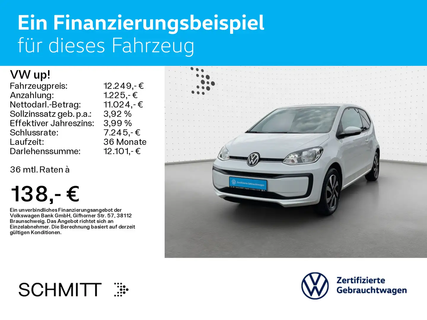 Volkswagen up! 1.0 move up! ACTIVE*NAVI*KAMERA*PDC*KLIMA Weiß - 2