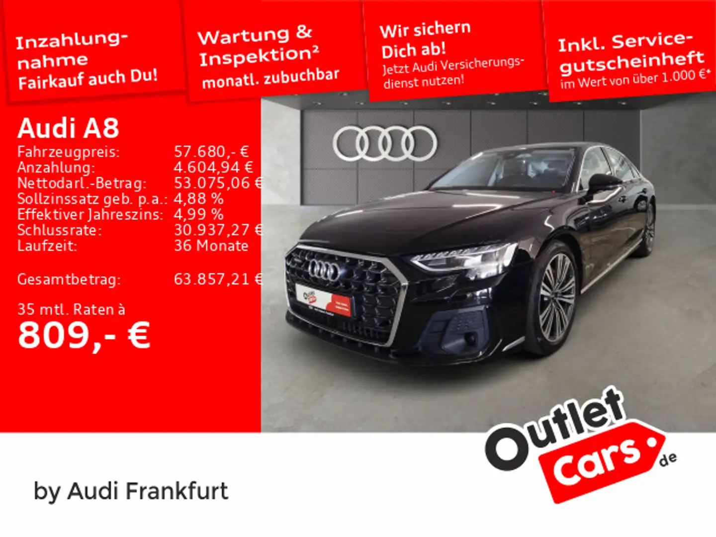 Audi A8 50 TDI quattro tiptronic S line HD Matrix-LED Schwarz - 1