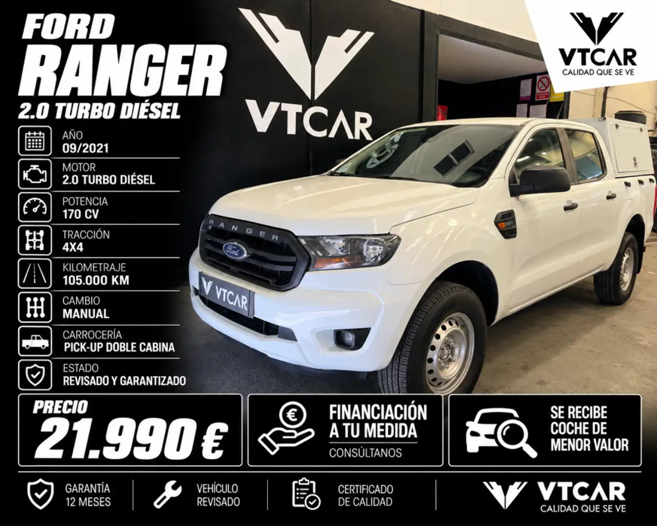 Ford Ranger 2.0 Ecoblue S&S DCb. XLT 4x4 170 Blanco - 1